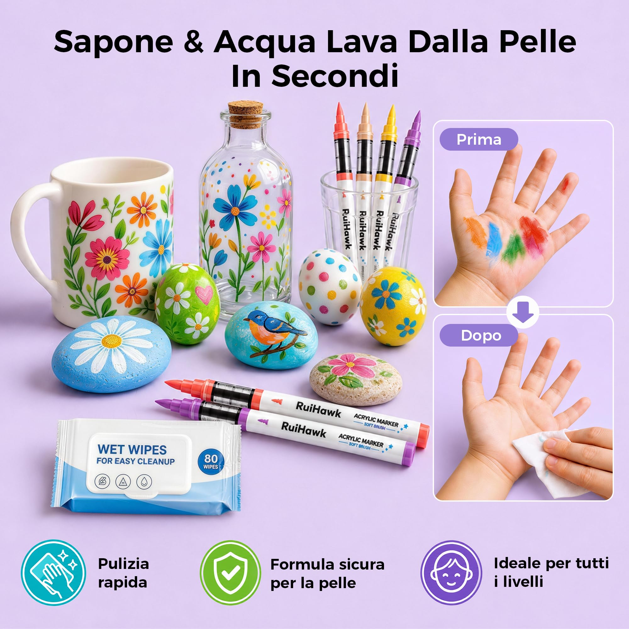 90 Colori Pennarelli Acrilici Set, Paesaggio & Natura con Punta Pennello & Inchiostro Auto, Base Acqua & Alta Copertura per Vetro, Legno, Tela, Tessuto – per Artisti e Fai da Te