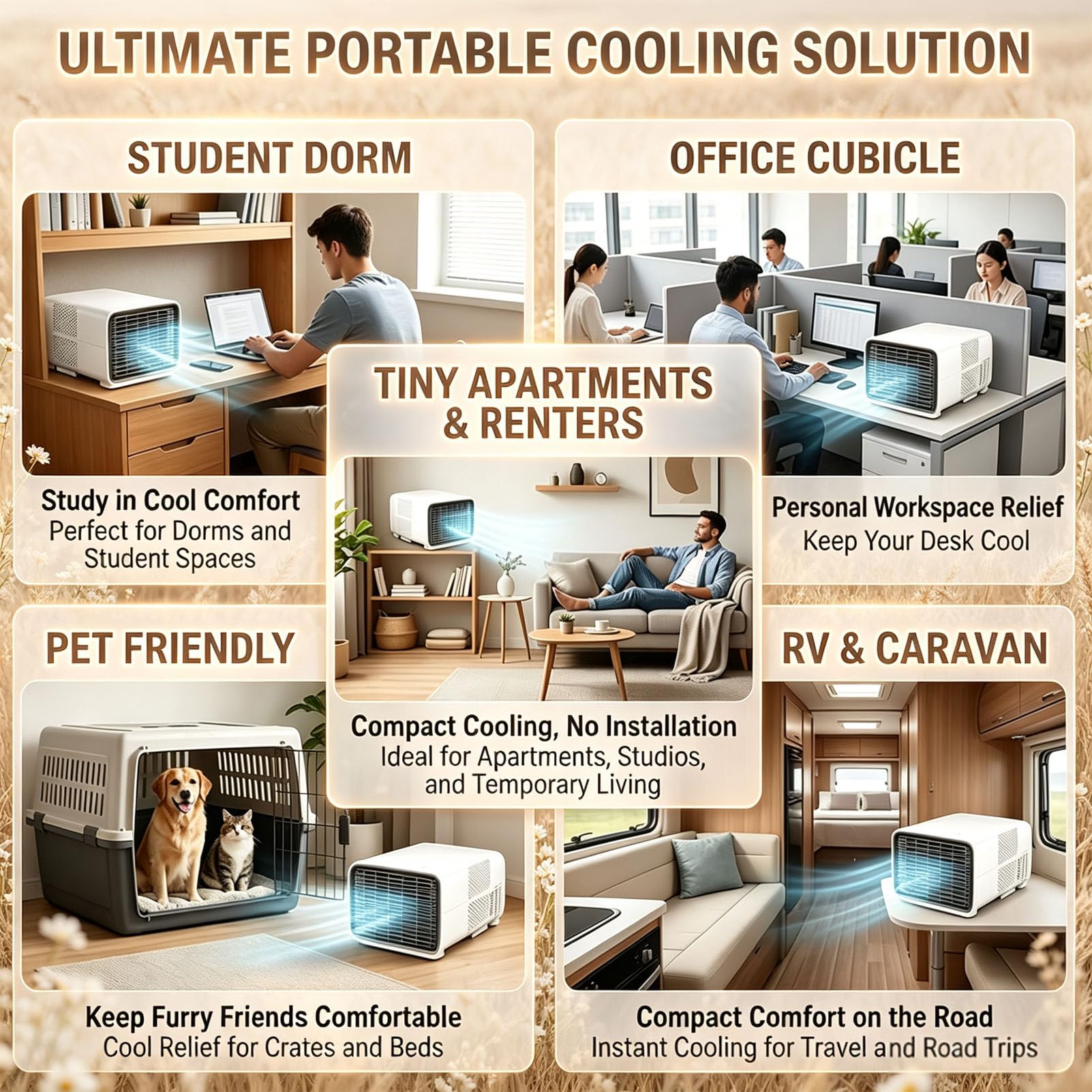 Condizionatore Portatile per Camper da 2700 BTU 220V | Questo condizionatore portatile da finestra offre le modalità raffreddamento, deumidificazione e ventilazione