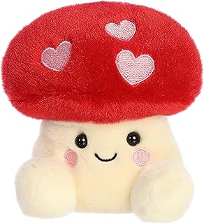 Aurora Adorable Palm Pals Aislyn Heart Mushroom Stuffed Animal - Pocket-Sized Play - Collectable Fun - Red 5 Inches