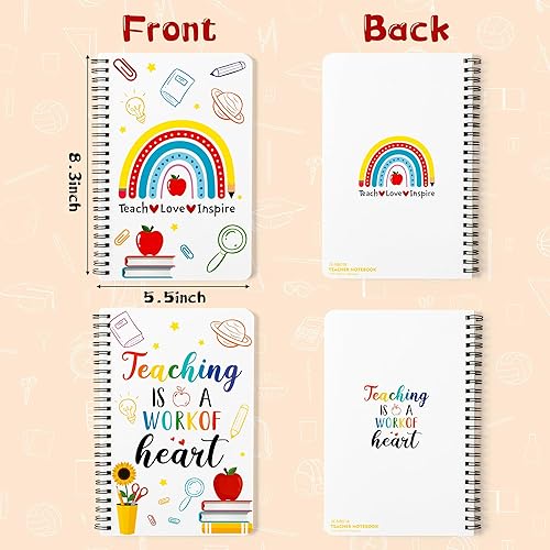 Miniatura 2 de Paquete de 2 cuadernos en espiral A5 para profesores, Teaching is A Work of Heart Ruled Journal Writing Notebooks School Office Supplies Teacher