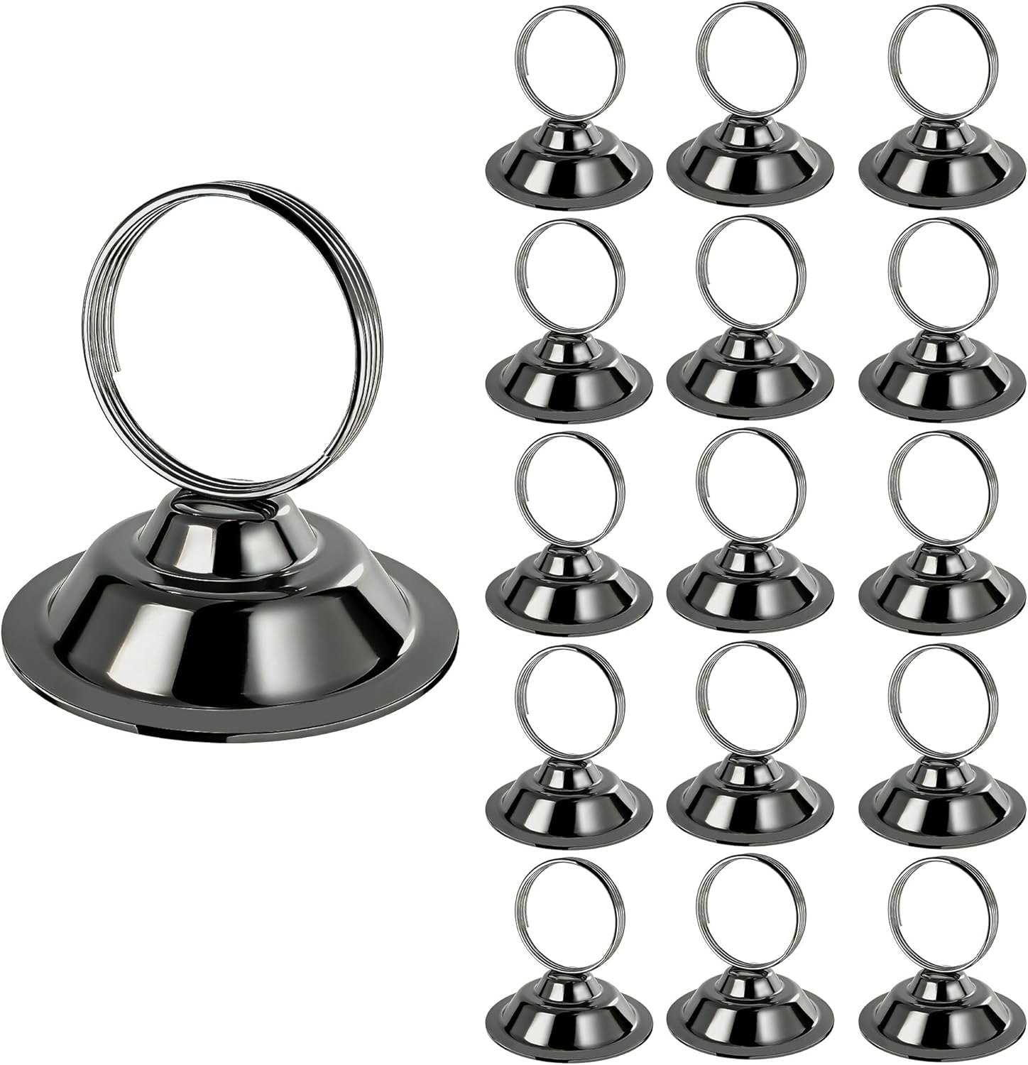 Urban Deco 16 PK Table Card Holder Place Card Holders Steel Card Holders for Photos, Food Signs, Memo Notes, Weddings, Restaurants, Birthday (Black)