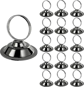 Urban Deco 16 PK Table Card Holder Place Card Holders Steel Card Holders for Photos, Food Signs, Memo Notes, Weddings, Restaurants, Birthday Black
