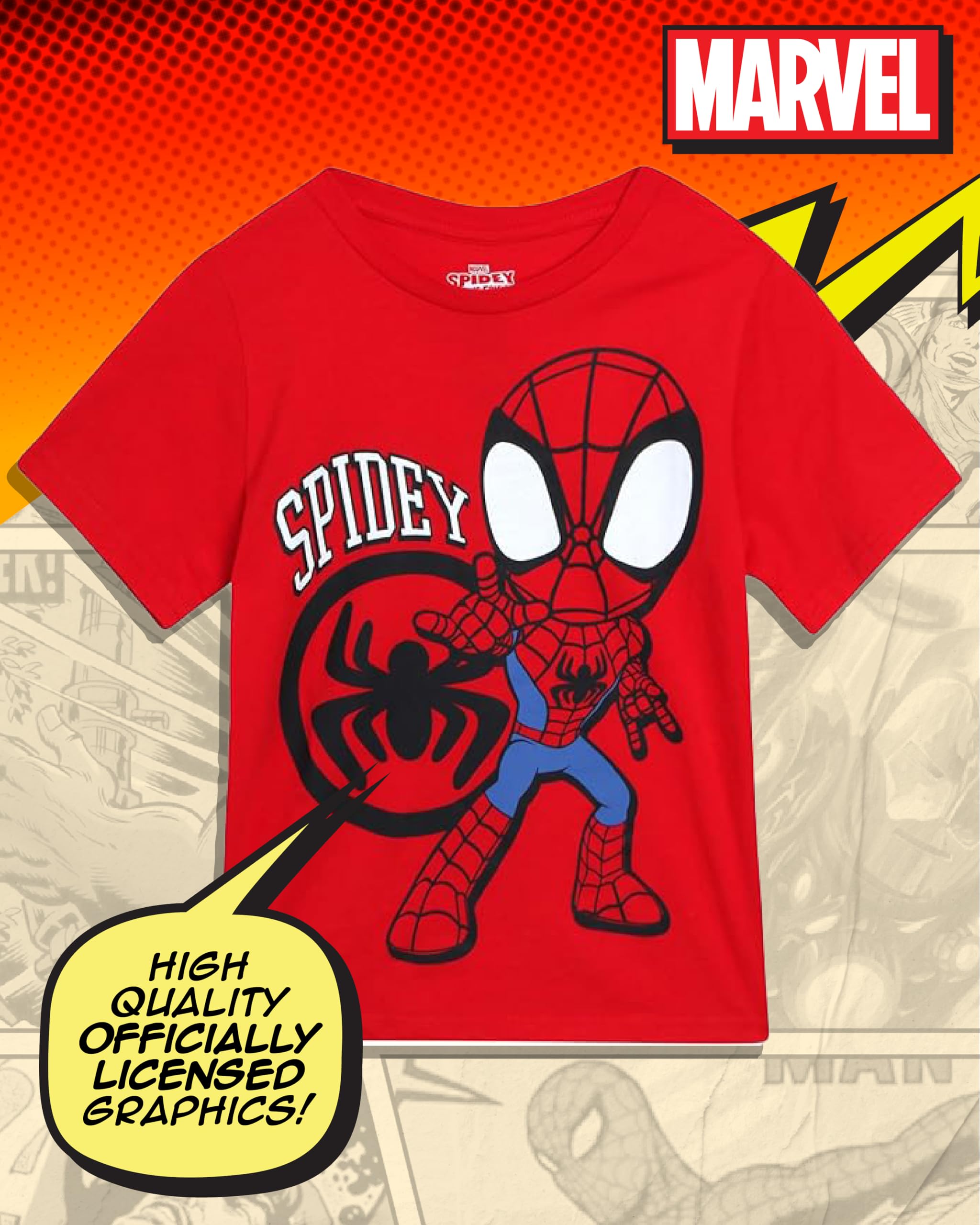 Marvel Maglietta da ragazzo Spider-Man - Confezione da 4 magliette Spidey and His Amazing Friends Miles Morales - Maglietta grafica supereroe, 2T-7