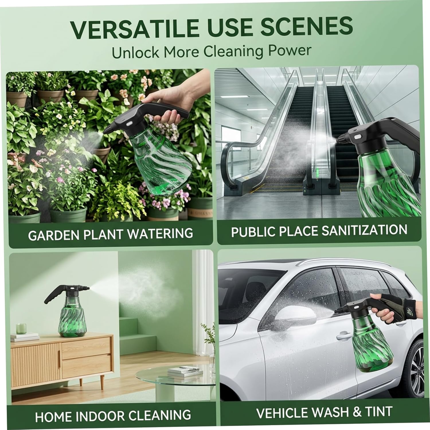 Electric Spray Bottle 2000ml, Rechargeable Plant Mister with Dual Spray Modes & Long Nozzle, Ergonomic Water Sprayer for Indoor Plants, Home Gardening, Electric Sprayer, Automatic Bottle