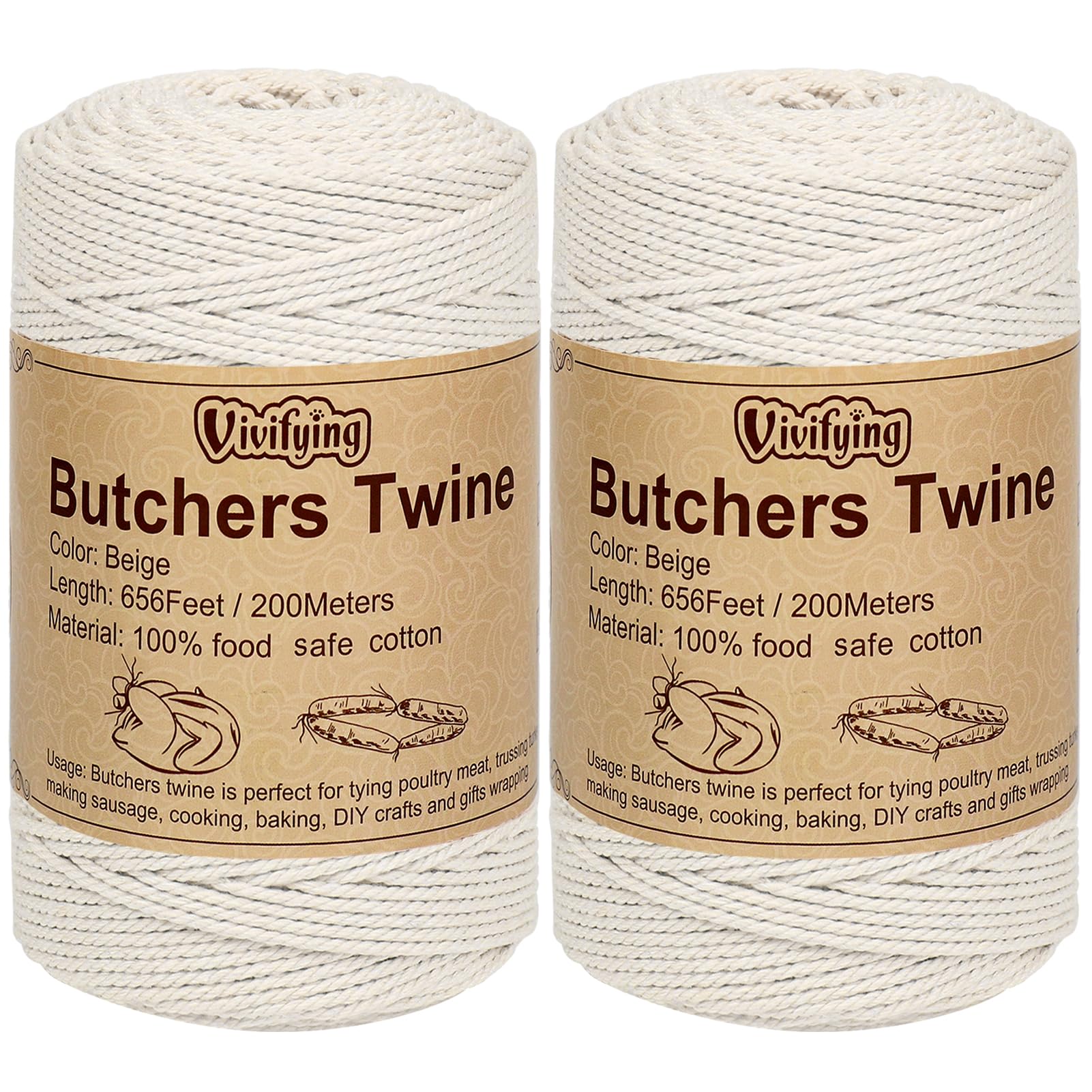 Ficelle de boucher en coton alimentaire pour attacher viande cuisiner et rôtir