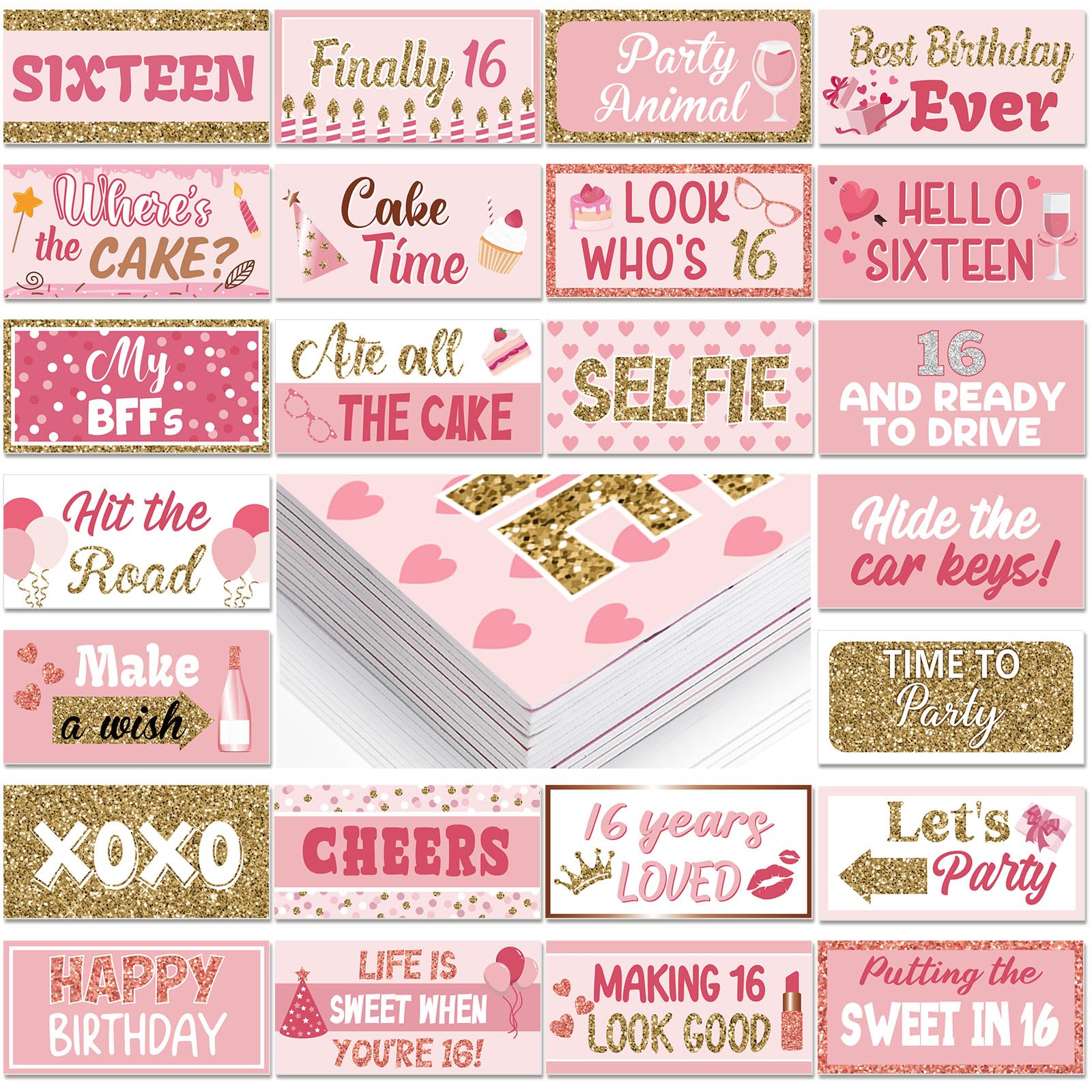 Photo 1 of Beeveer 24 Designs 16th Birthday Photo Booth Props,11x5.5 Inch