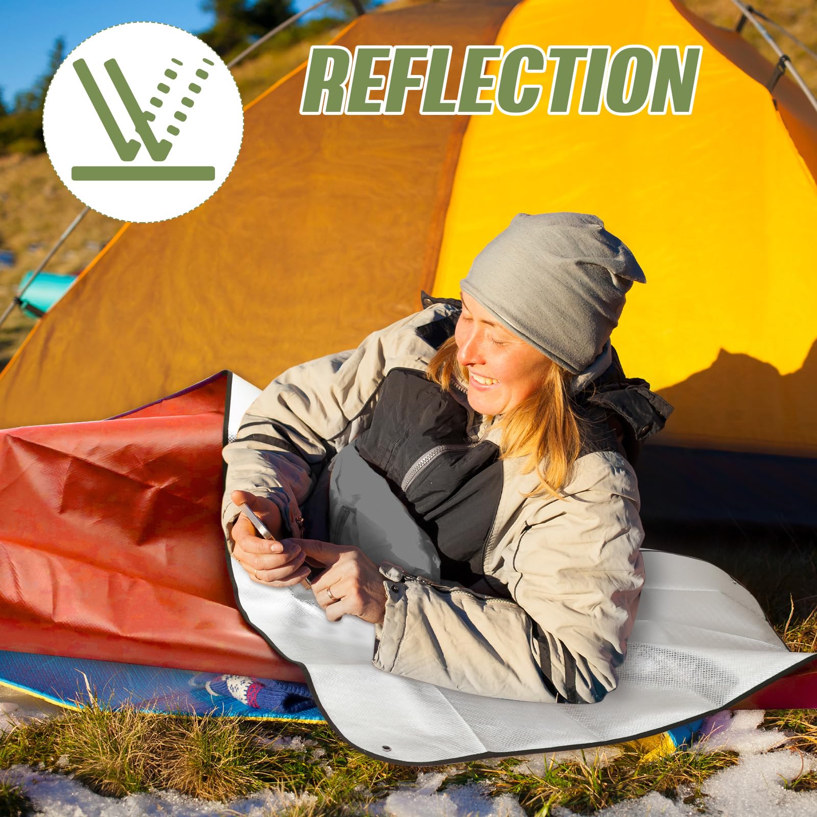 Kanayu 4 mantas de supervivencia de emergencia resistentes con aislamiento térmico, reflectante, impermeable, manta espacial para camping, senderismo, 82 x 60 pulgadas (verde oliva, naranja)