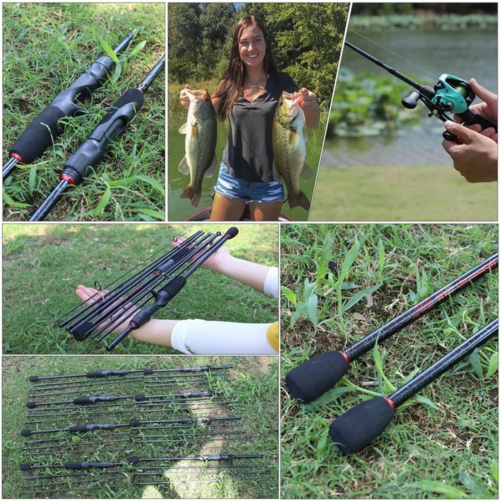 Viajes Caña de Pescar con señuelo 1,8-2,4 M, caña fundición Peso Ultraligera 5 Secciones for Aparejos Pesca Viaje Agua Dulce