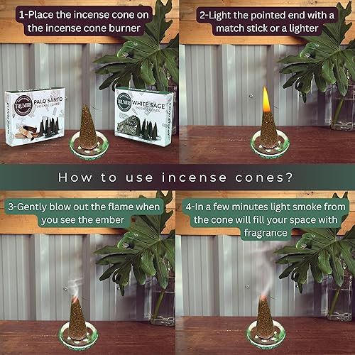 Miniatura 4 de Conos de incienso  Paquete combinado de 20 conos de incienso  10 Palo Santo + 10 salvia blanca  Conos de insencia  Conos de incienso perfumados