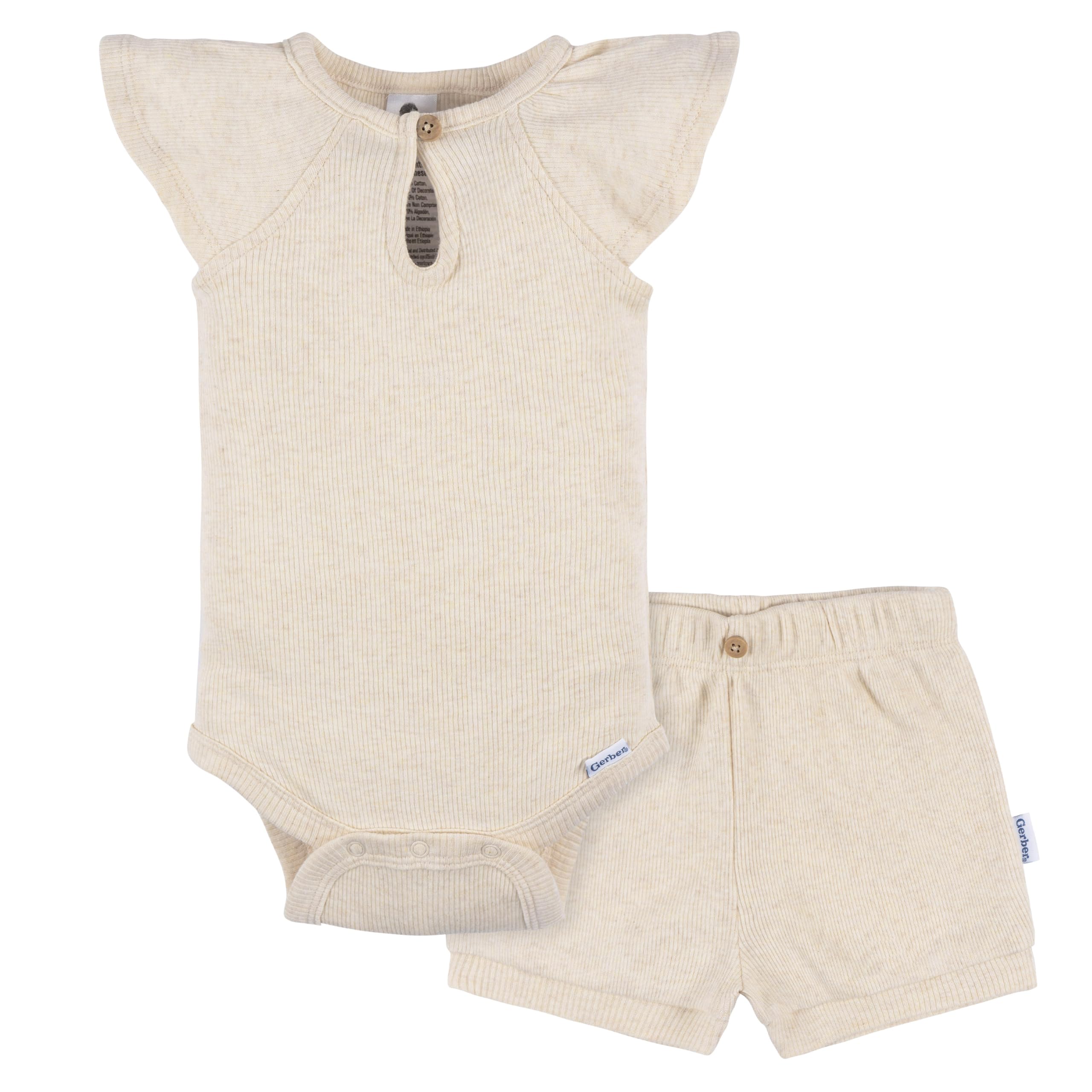 Gerber Baby Girls Bodysuit and Shorts Set