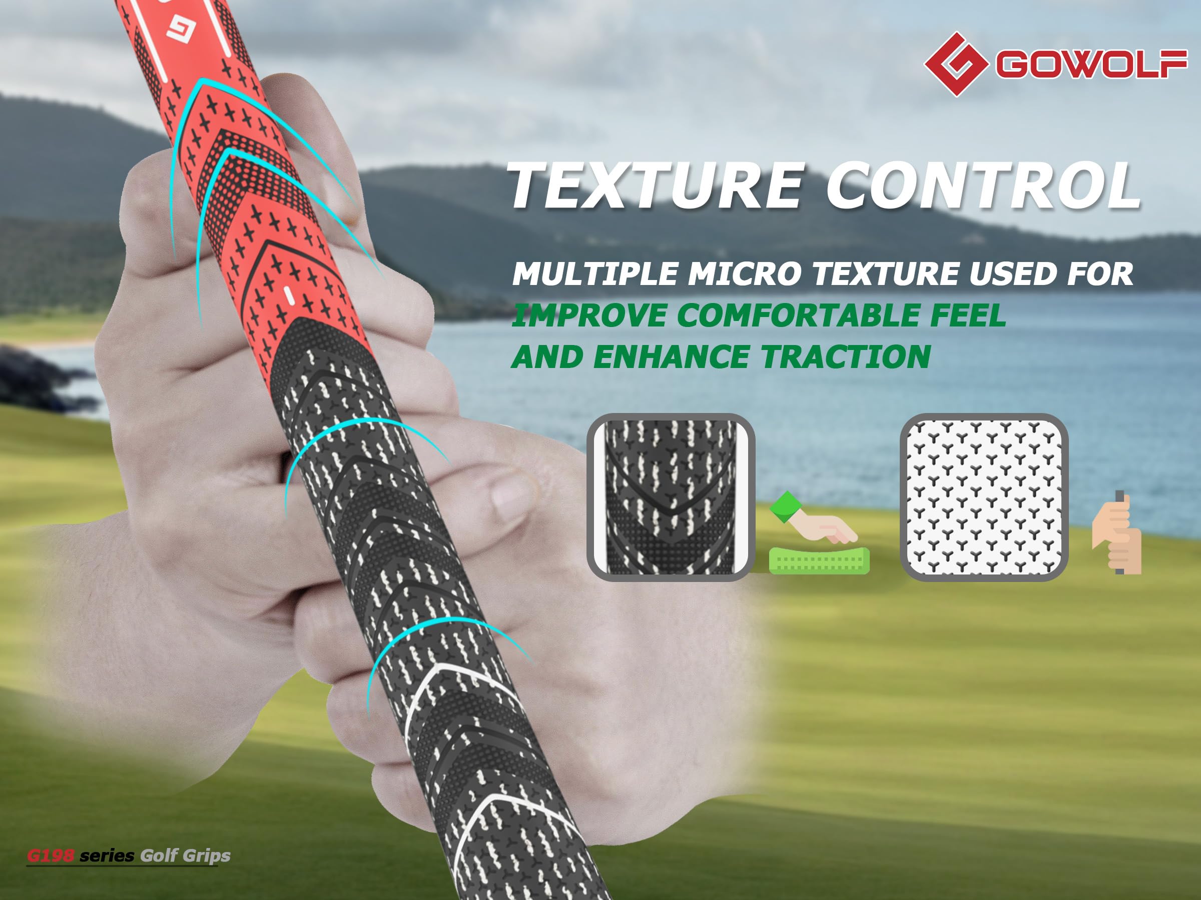 Gowolf Cable de agarre de goma multicompuesto para palos de golf, elige 13 empuñaduras con 15 cintas o kit completo, elige uno