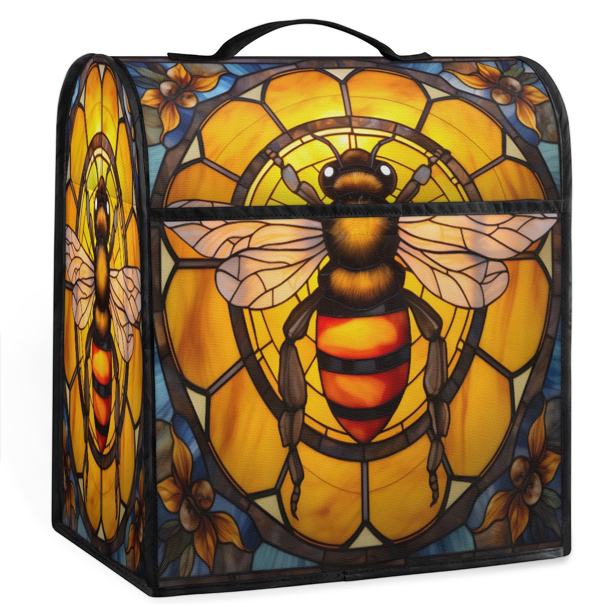 Coffee Maker Cover Glass Painting Bee Kitchen Appliance Covers Small Appliance Covers Blender Cover Juicer Cover Dust Covers for Kitchen Appliances with Top Handle and Pockets,Washable,B84