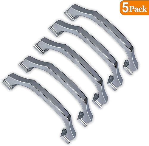 Miniatura 3 de Southern Hills SH3902-128-CHR-5 - Tiradores de gabinete cromados de 5 pulgadas, paquete de 5 manijas de gabinete modernas, manijas de cajón cromadas