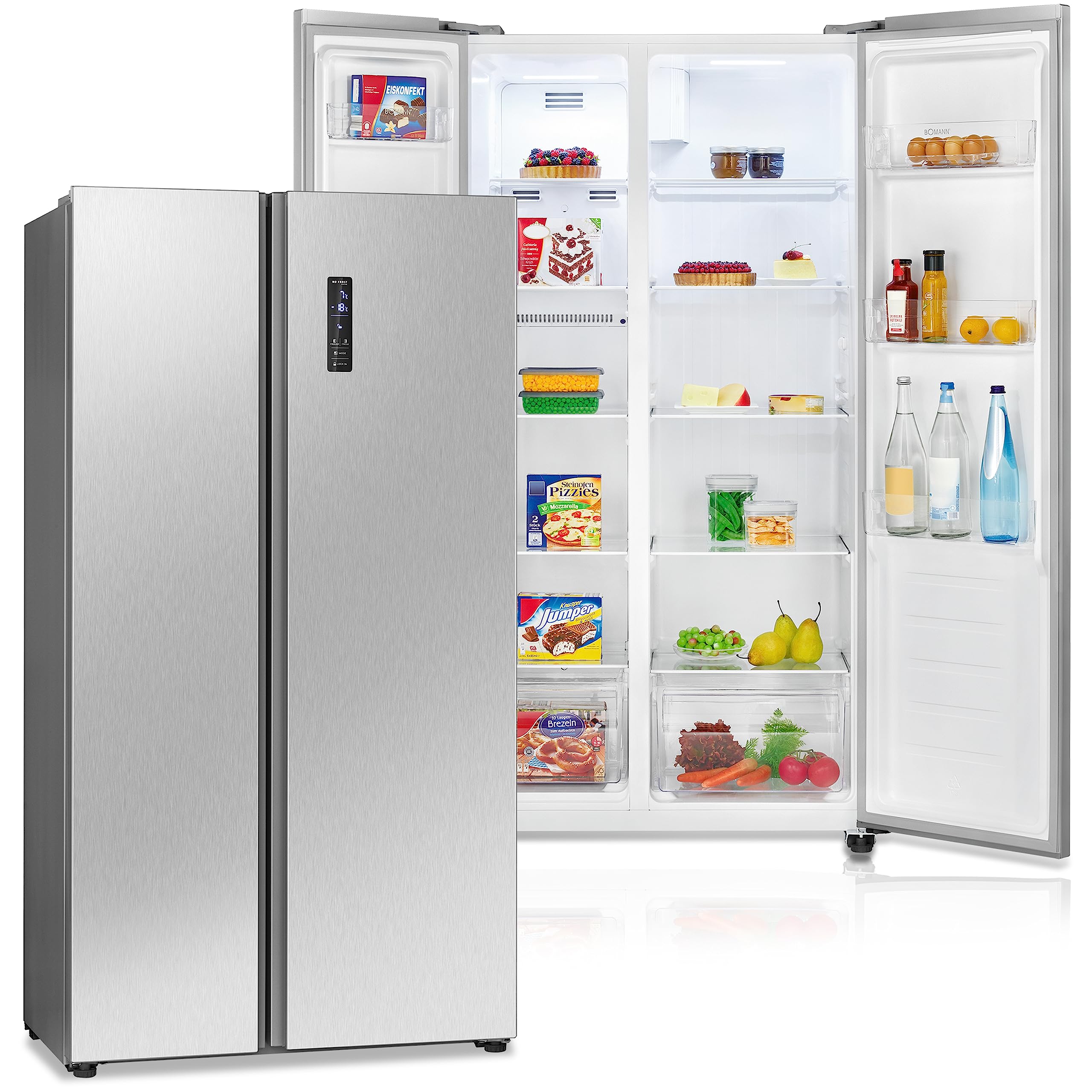 Bomann® Side by Side Cool Freezer Combination, No Frost, 442 L Capacity, Fridge with MultiAirflow Technology, Consumption 287 kWh per Year, SBS 7344 inox