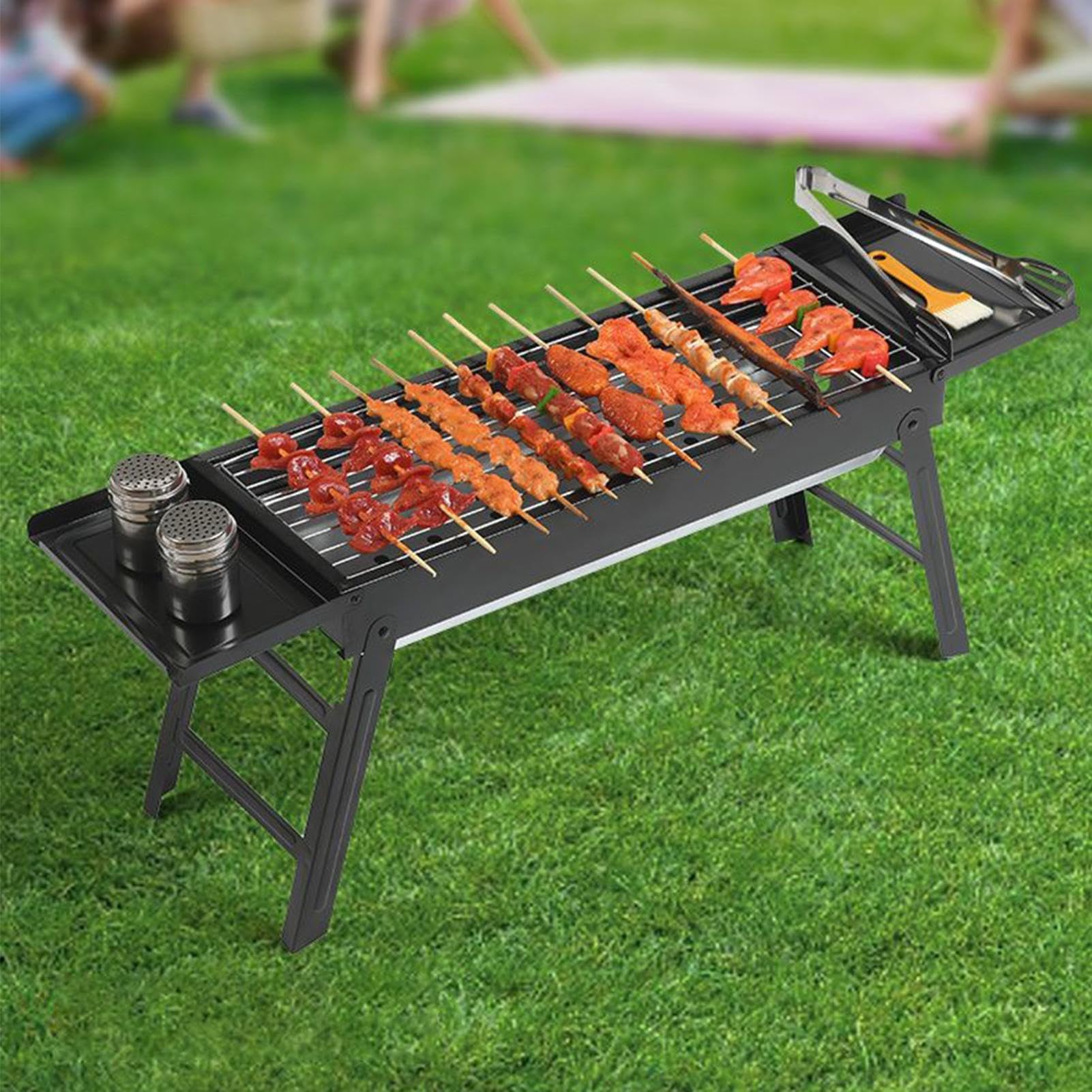 Przenośny grill na węgiel drzewny – kompaktowy grill na kemping, wędrówki i piknik, lekki przenośny grill do gotowania na świeżym powietrzu i grillowania na plaży
