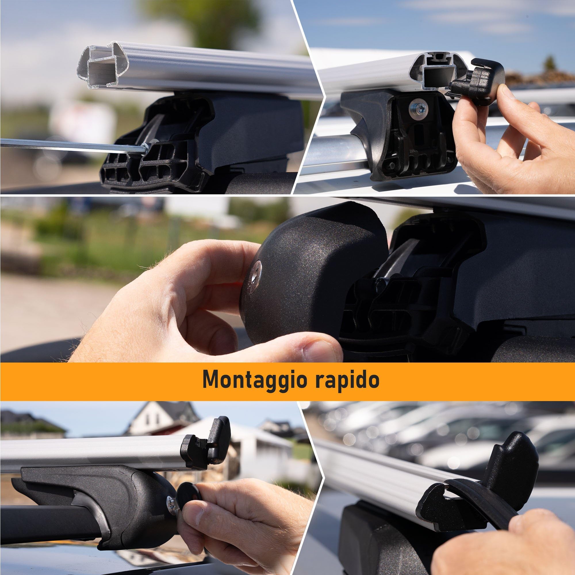 CHROMEMASTER Portapacchi da Tetto, Barre Tetto; Compatibile con Toyota RAV4 2016-2018; Per il Trasporto di Box da Tetto, Portabiciclette, Scala | Struttura Leggera e Resistente in Alluminio