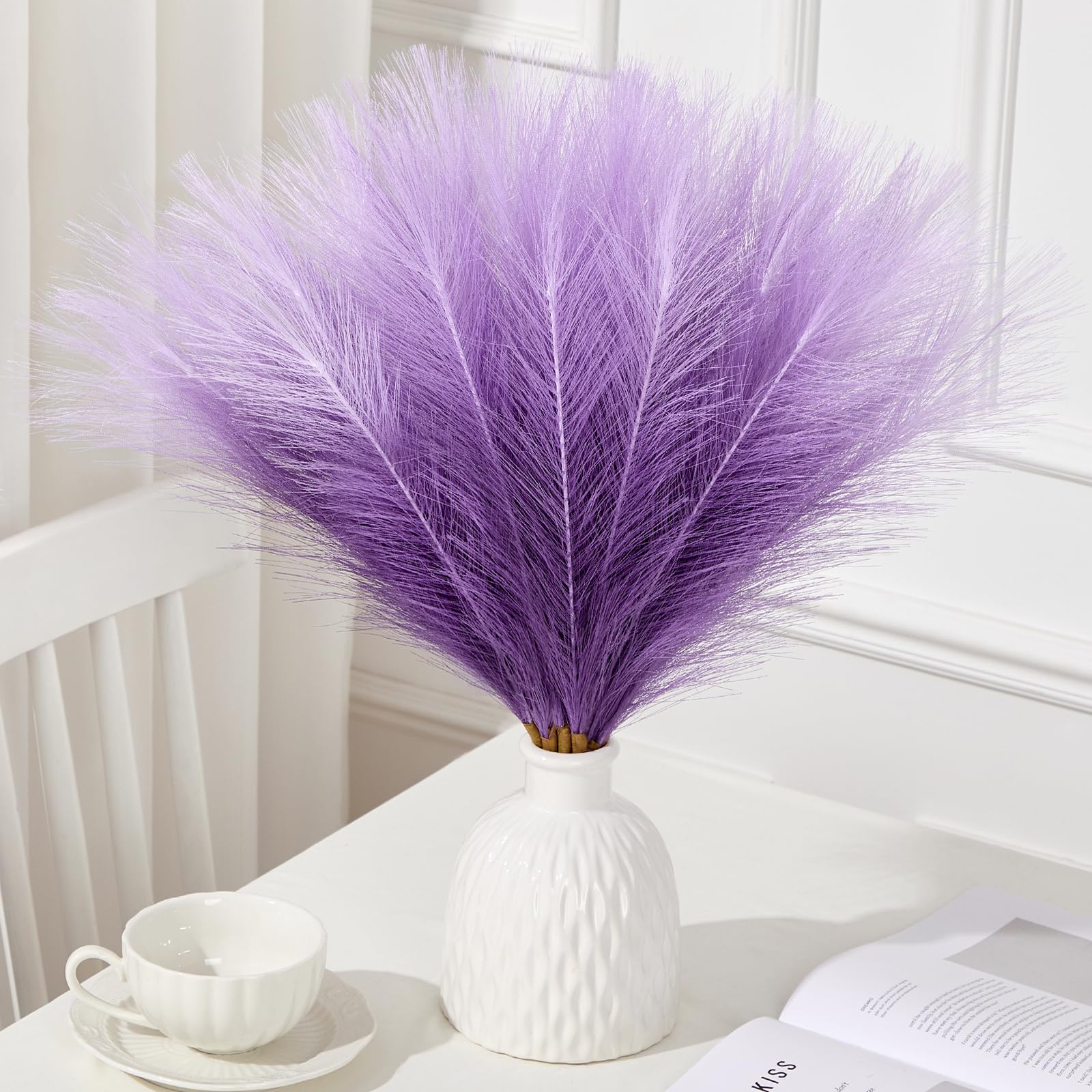 Herbe de pampa artificielle violette pour décoration salon bohème