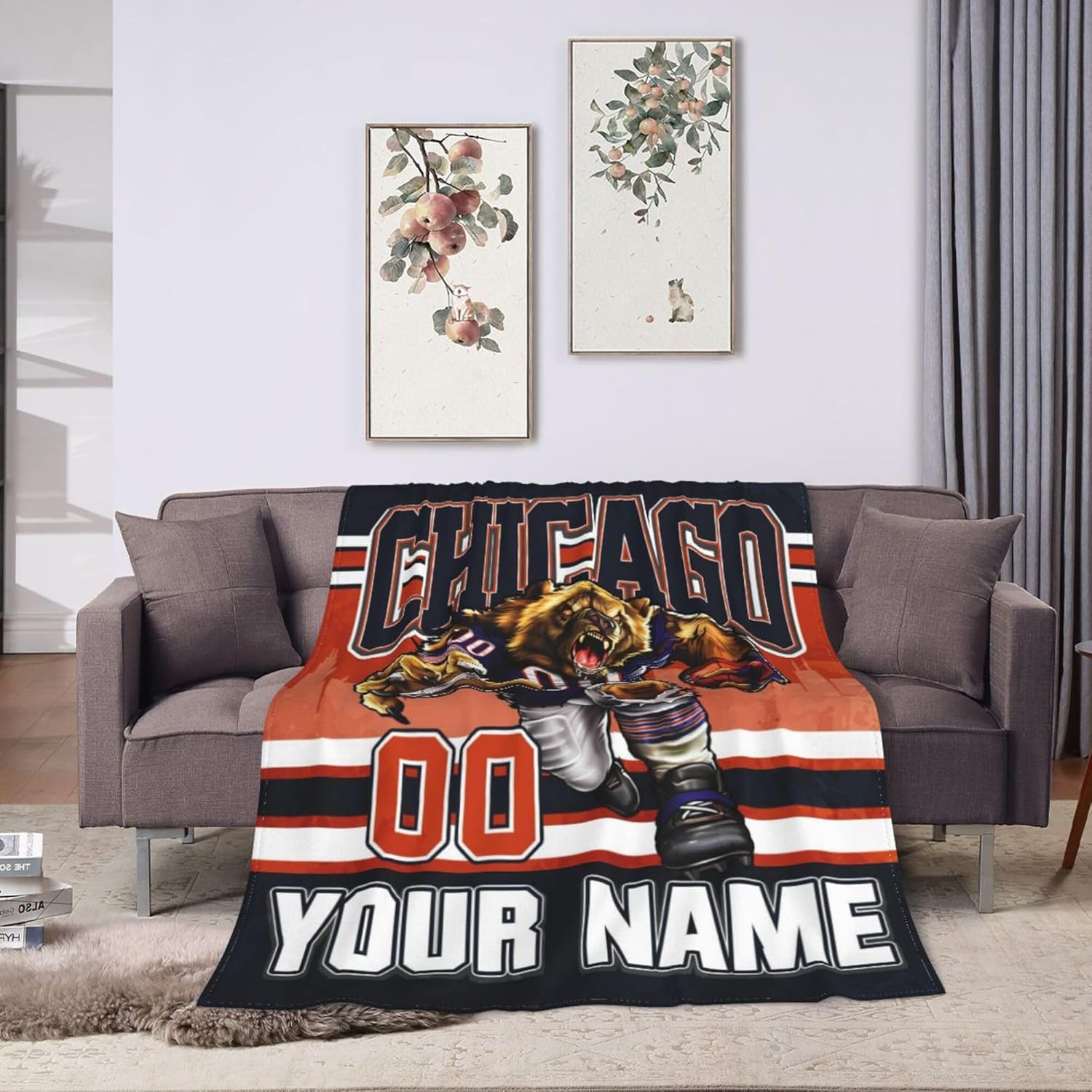 Throw Blanket Custom Football City Blanket for Men Women – Personalized Name & Number Flannel Blanket Fans Gifts for Bed, 60" x 50" - Image 9
