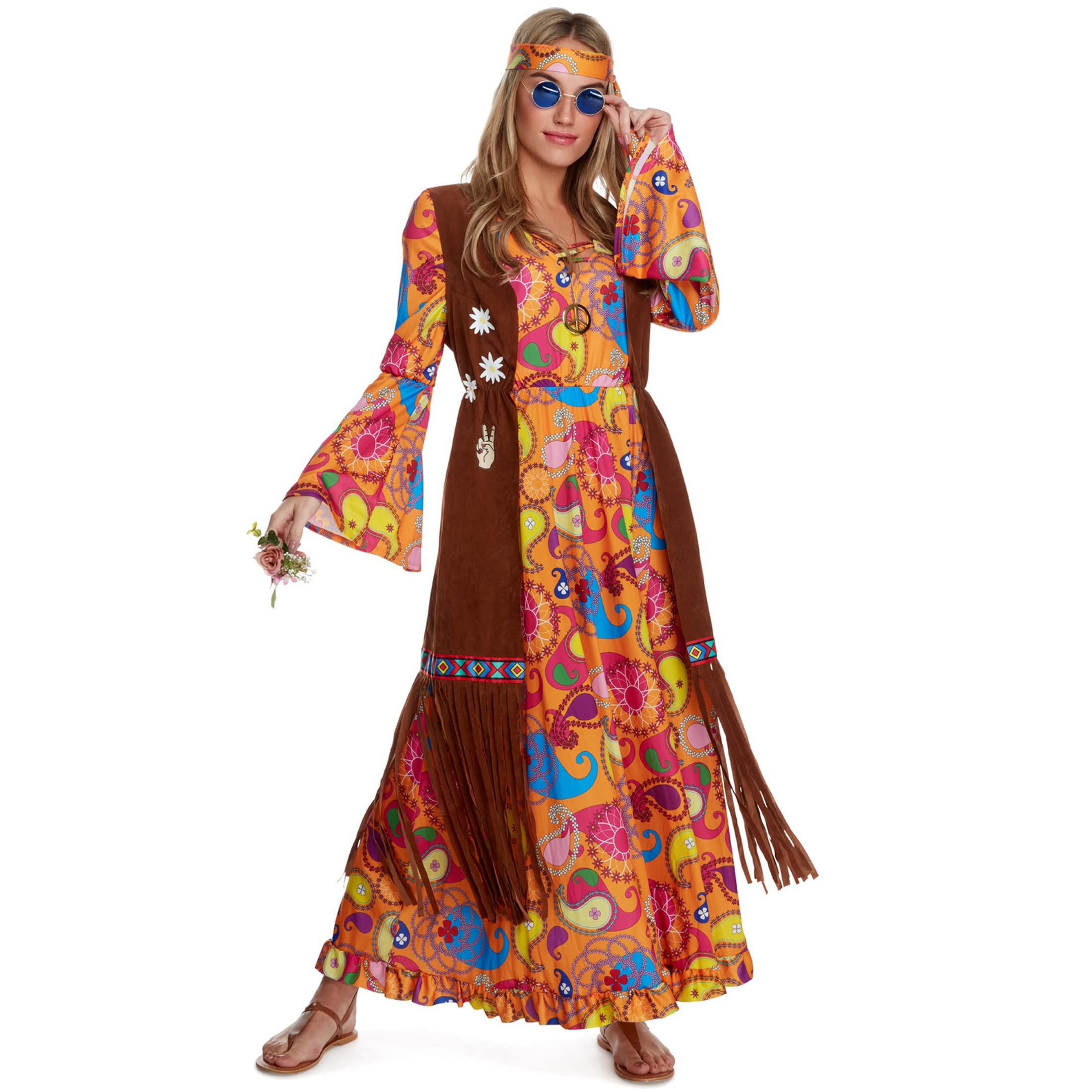 Morph - Hippie Costume Women - Hippie Dress - 70s Outfits - 70s Costume for Women - Hippie Dress Costume Women - 60s Costume for Women - 70's Dress -Size XL