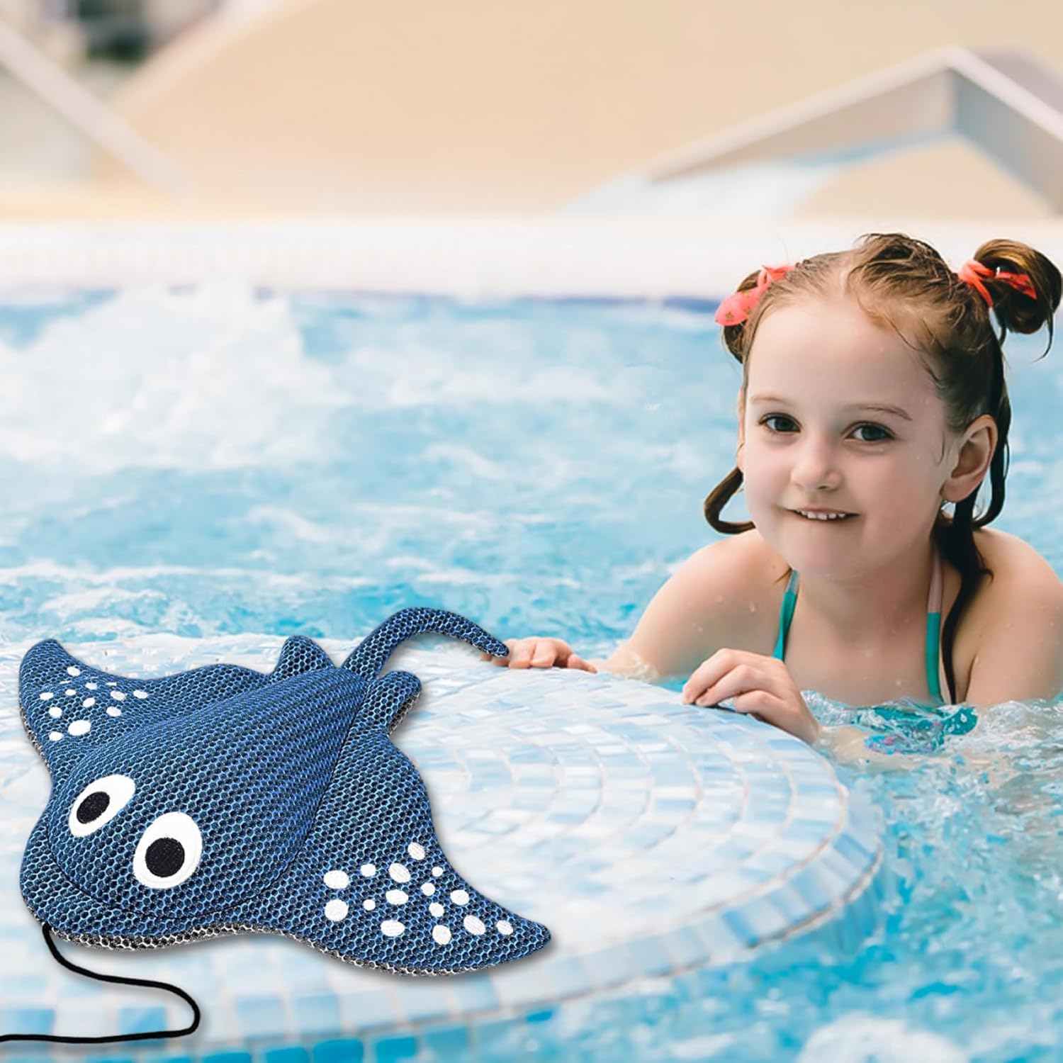 Hot Tub Scum Absorber, Cute Manta Ray Hot Tub Sponges Scum Collector, 14x13 Reusable Washable Oil Absorber Cleaner Accessories for Adults Sponge Sponge