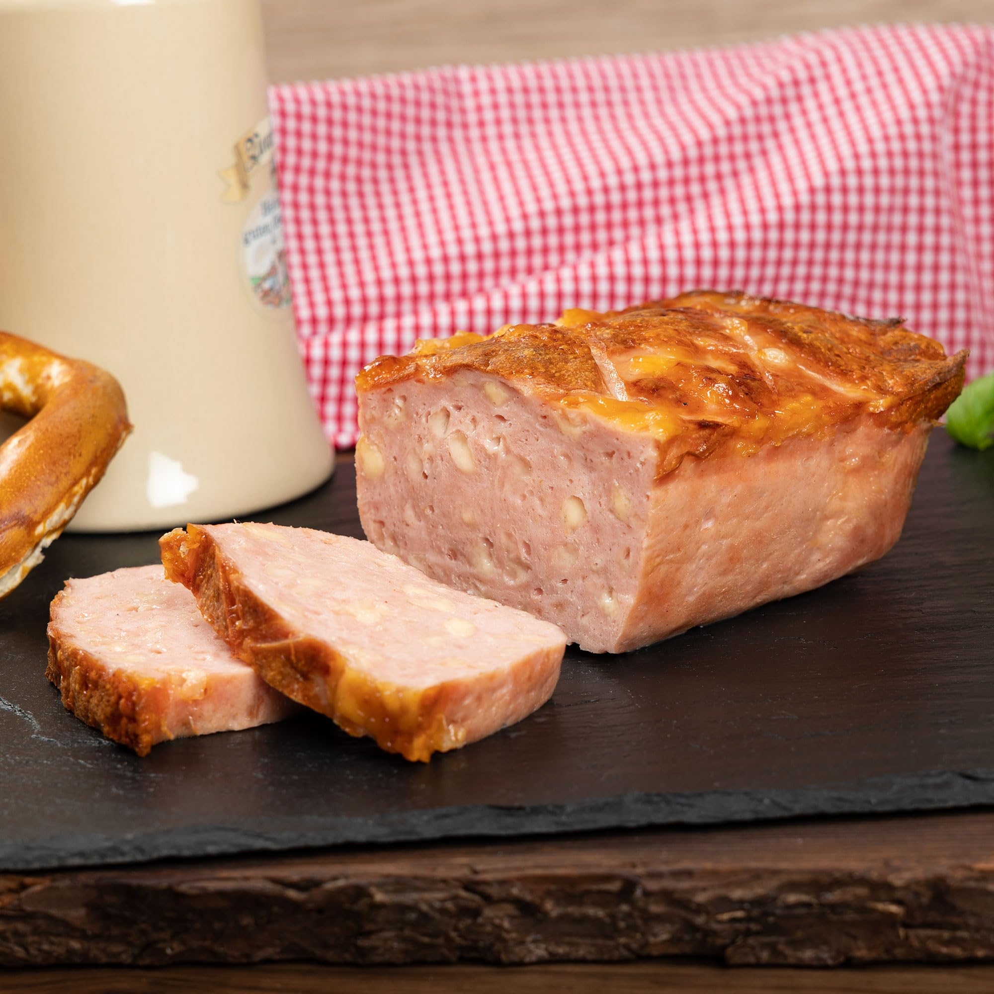 WURSTBARON® Käse-Leberkäse & Leberkäse rot Leberkäse-Set für Feinschmecker - Fleischkäse zum Aufbacken - hochwertige Qualität aus Bayern, 2x 1 kg