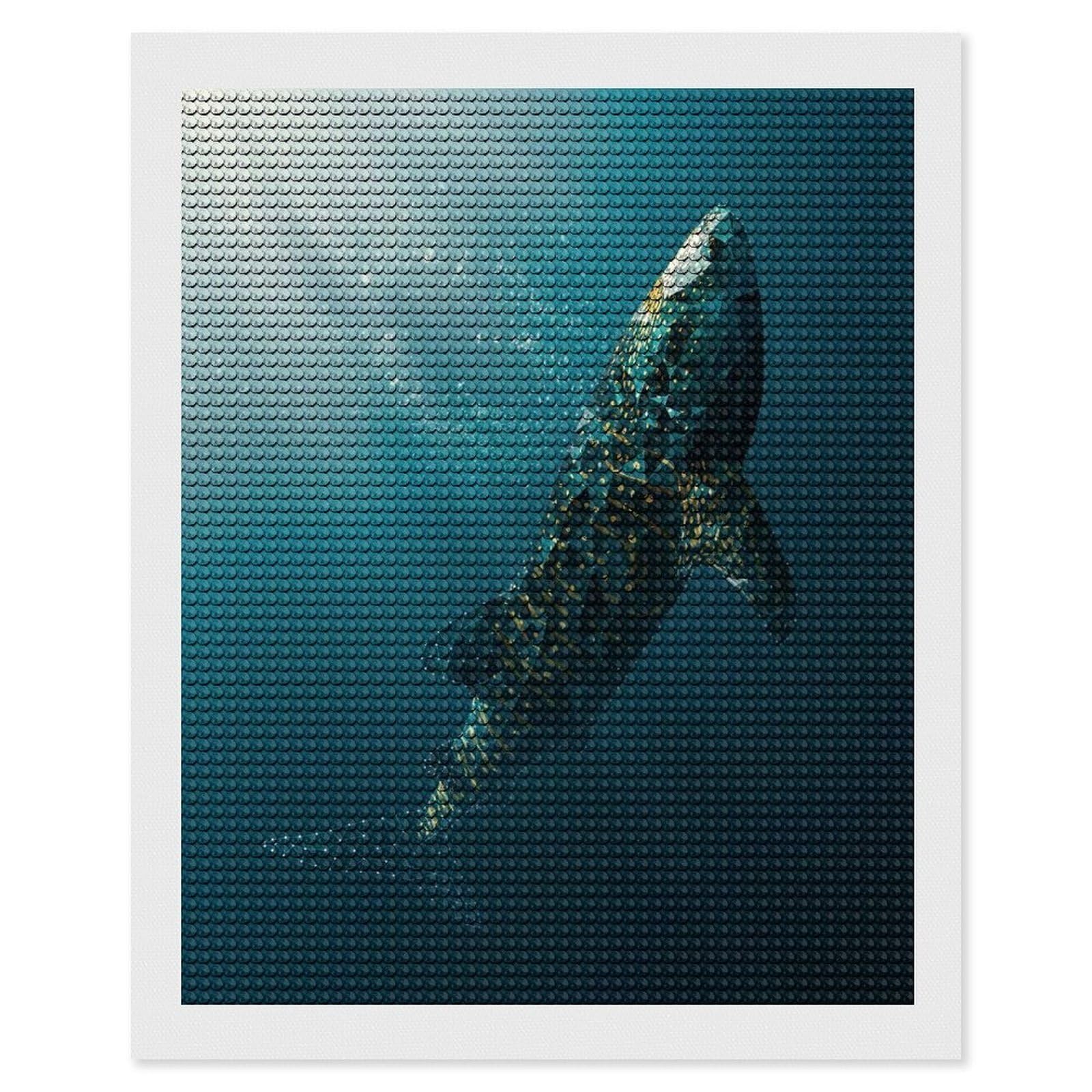 Junmoney Ocean Giant DIY Diamond Art Canvas Kit 16"x20", for Teens, Finish and Display, Holiday Gift Idea, Vintage Style Decor