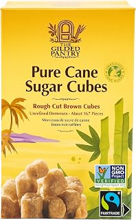 The Gilded Pantry Demerara Brown Sugar Cubes - Rough Cut, Unrefined Cane Sugar Lumps - Fair Trade & Non-GMO - Perfect for Cocktails, Coffee, Tea & Baking, 17.6 Oz