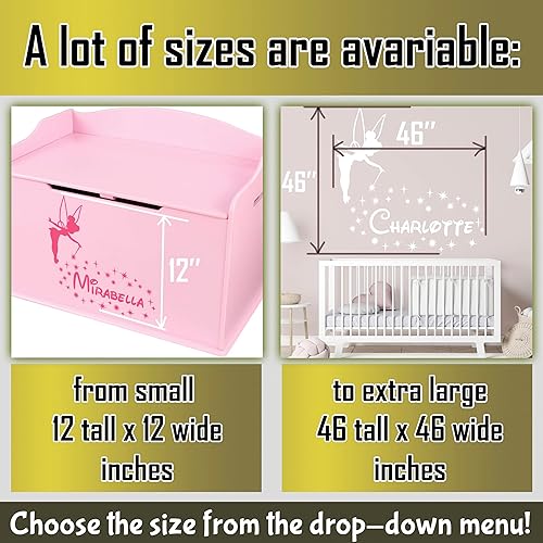 Miniatura 3 de Tinkerbell Name Wall Decal/Baby Girl Name Fairy Nursery Wall Decor/Personalized Custom Name Vinyl Wall Art Decal Sticker Magic Little Princess/Teen