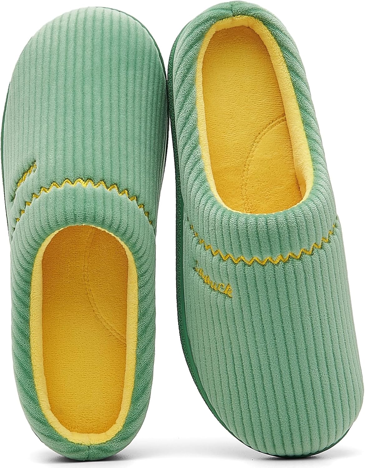 House Slippers for Women with Arch Support | Memory Foam Non-Slip, Two Tone Embroidered Soft Home Slippers, All Season Comfort