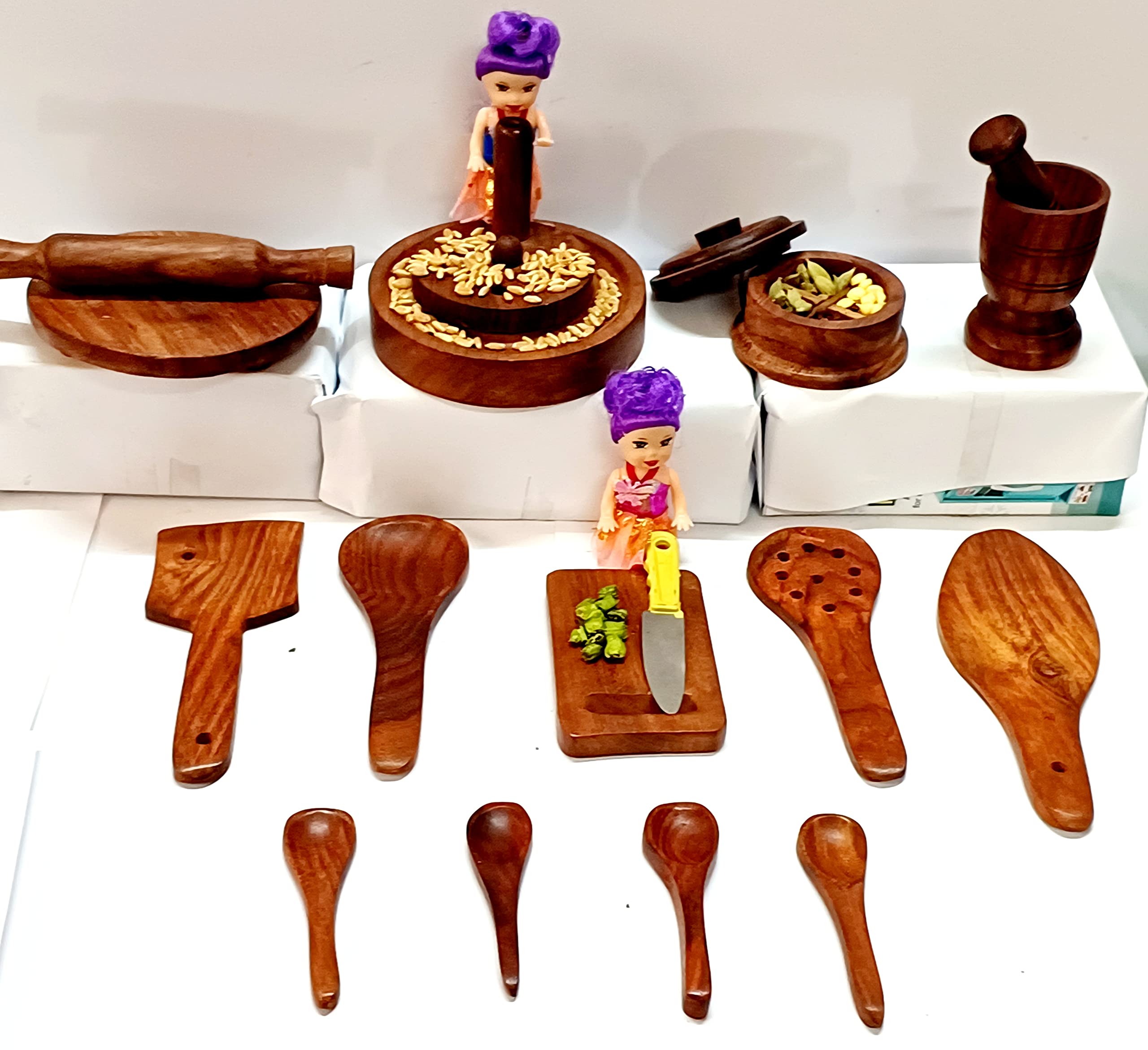 Jagrishti Toys Miniature Wooden Kitchen Set For Kids Girls Pure