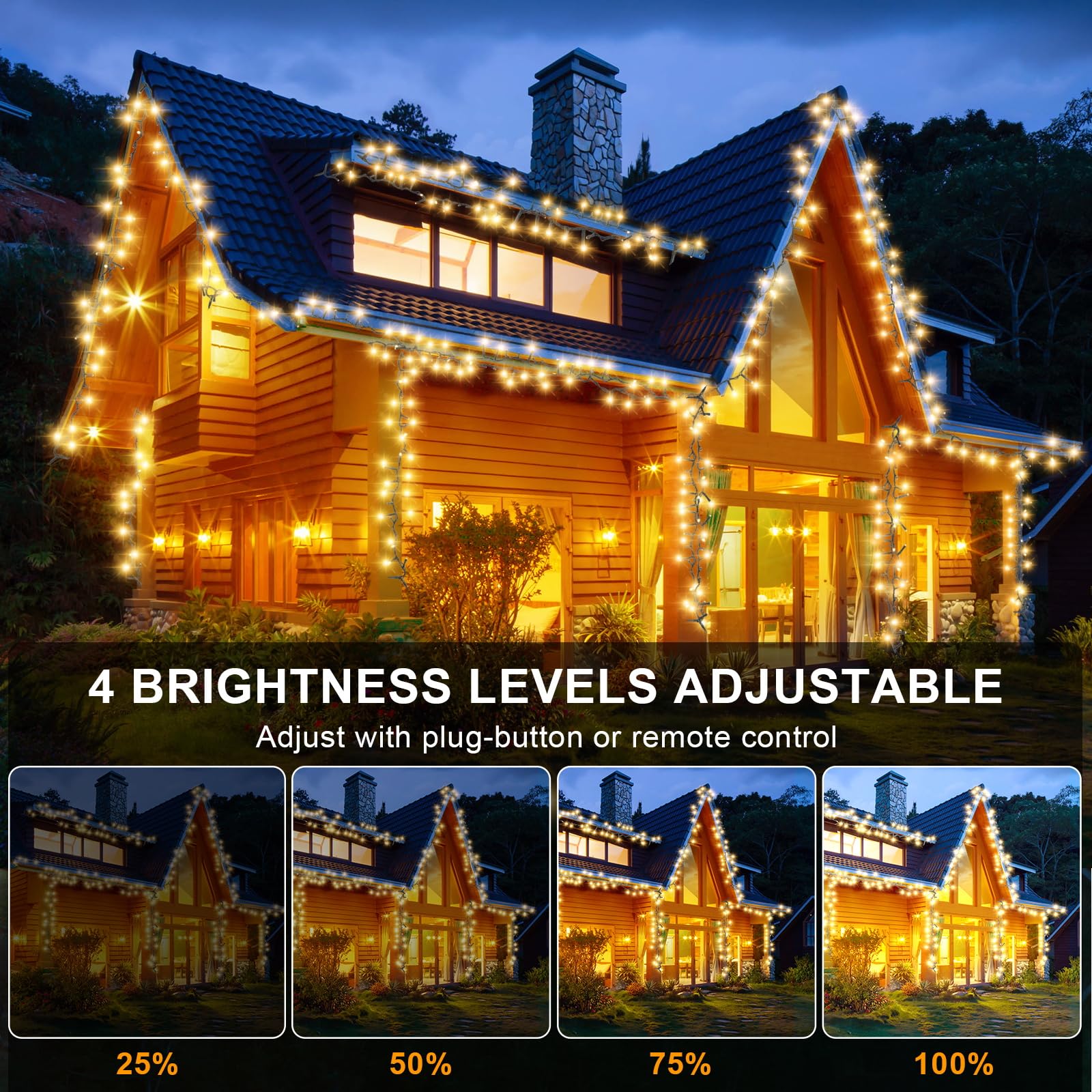 (2 Pezzi)210 LEDs 31M Luci Albero di Natale Esterno Interno Bianco Caldo Catena Luminosa con Telecomando,Spina,8 Modalità e Timer Impermeabile IP65 Lucine Led Decorative per natale, Alberi, Ghirlande
