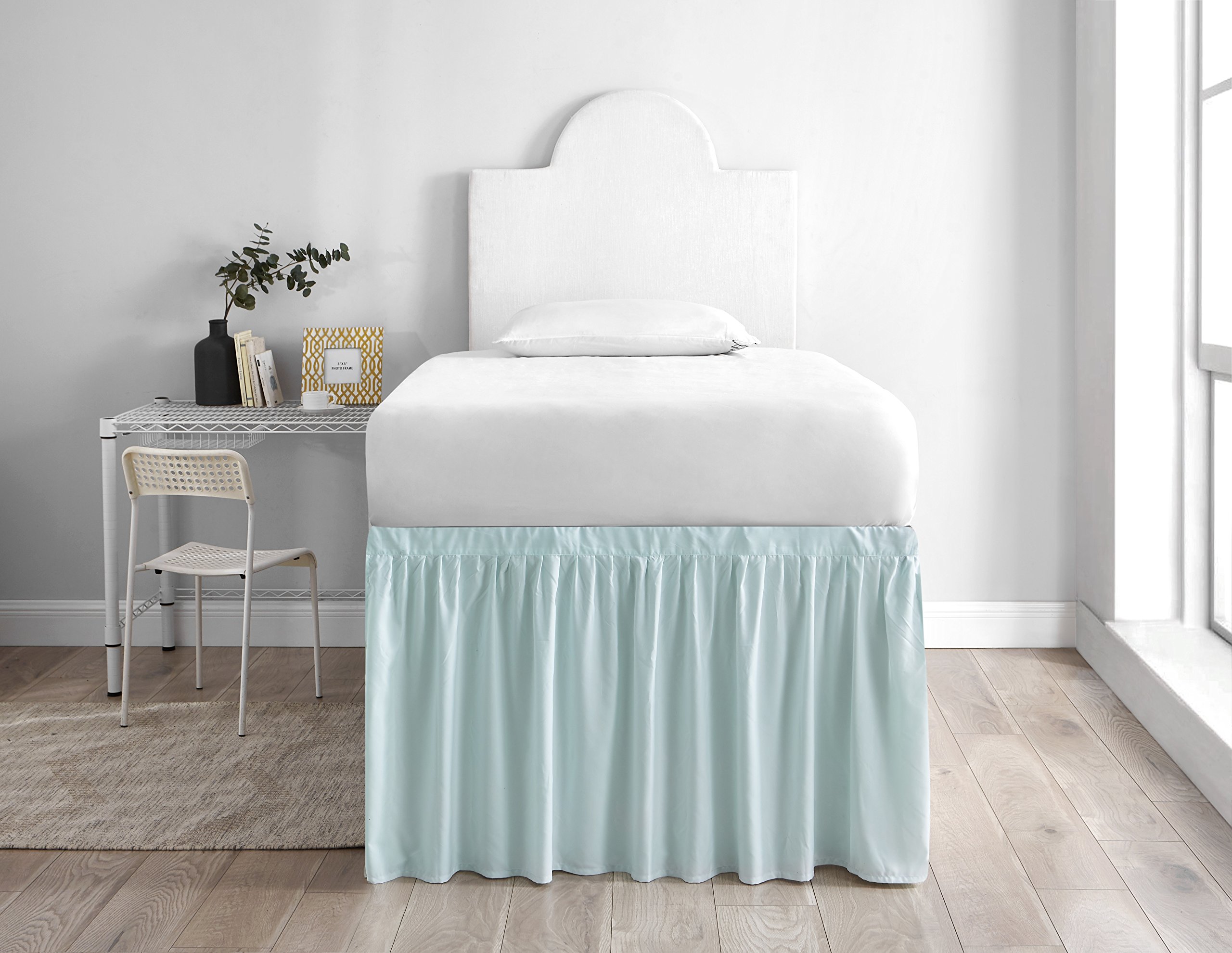 Dorm Sized Bed Skirt Panel with Ties (1 Panel) - Hint of Mint