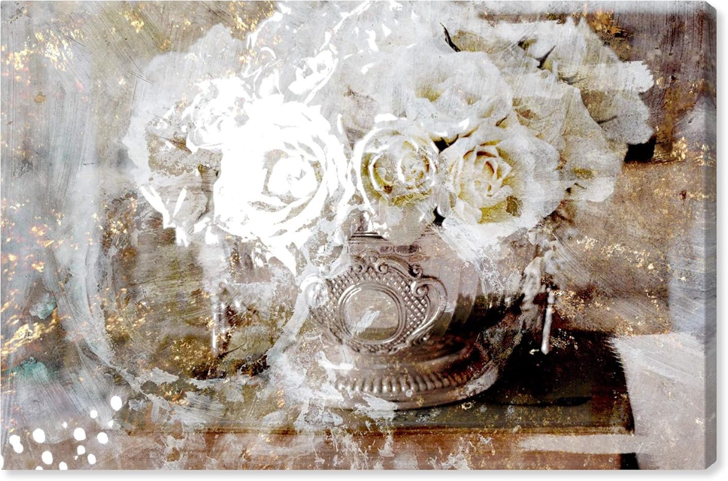 The Oliver Gal Artist Co. Floral Wall Art Canvas Prints 'Serving Roses' Home Décor, 36" x 24", Tan