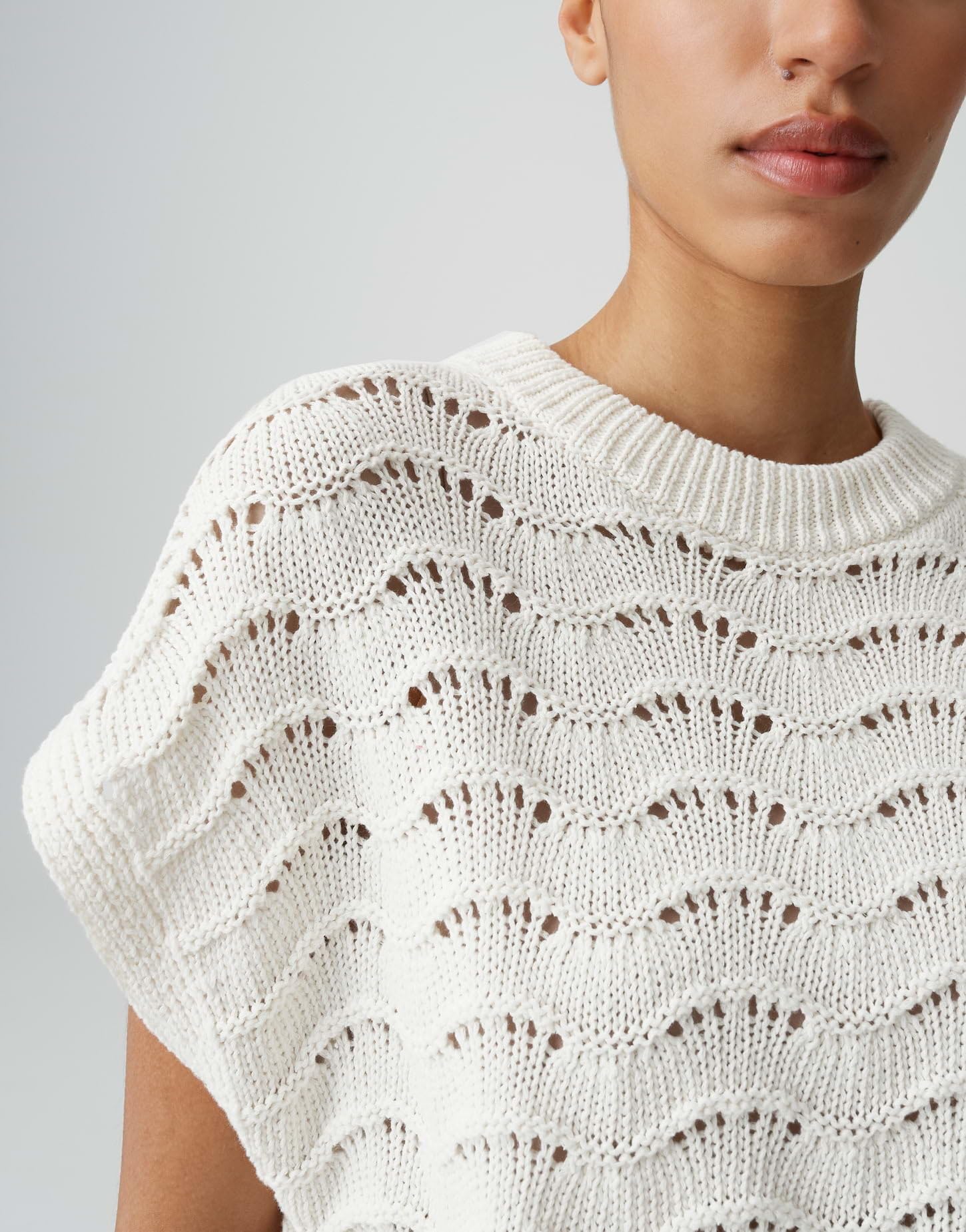 OPUS Damen Pullover | Sommerliches Stricktop im Ajourstrick Regular Fit