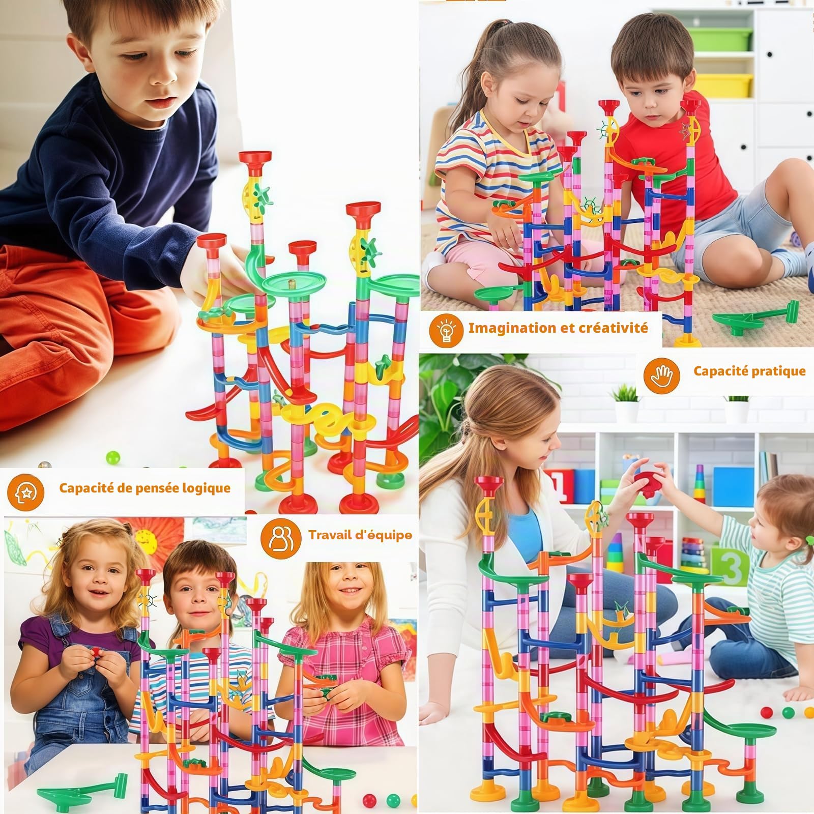 Circuit à billes, 232 pièces, à partir de 3 ans, jouet éducatif STEM, pour garçons et filles, anniversaire, Noël, vacances