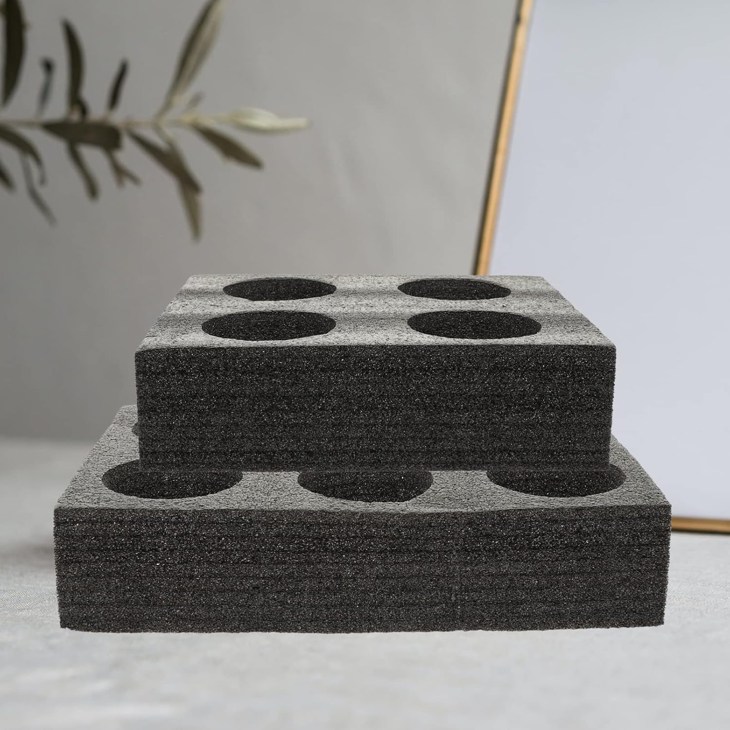 DOITOOL Pearl Foam Cup Tray 4 & 6 Hole Multi-Hole Cup Fixing Holder 11.81X7.87X2.75In Takeout Beverage Carrier for Milk Tea Soda Cups