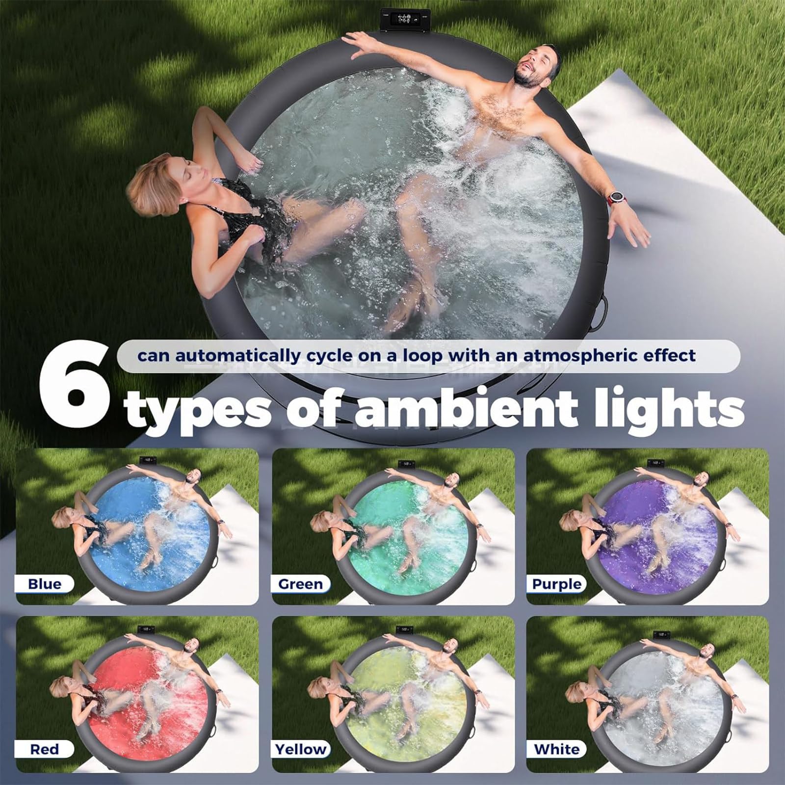 Jacuzzi Gonfiabile 180 X 71 Cm, Spa Portatile da Esterno, Jacuzzi Rotonda Portatile Gonfiabile per 3-4 Persone, Riscalda Fino a 42°c/104°f, 150 Rilassanti Getti d'Aria, per Esterni