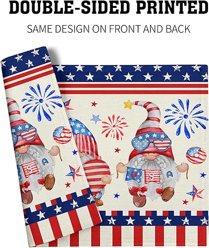 Miniatura 5 de Juego de 4 manteles individuales de gnomos de chef, 12 x 18 pulgadas, a cuadros de búfalo, para cocina, granja, lavables, a prueba de calor, para el