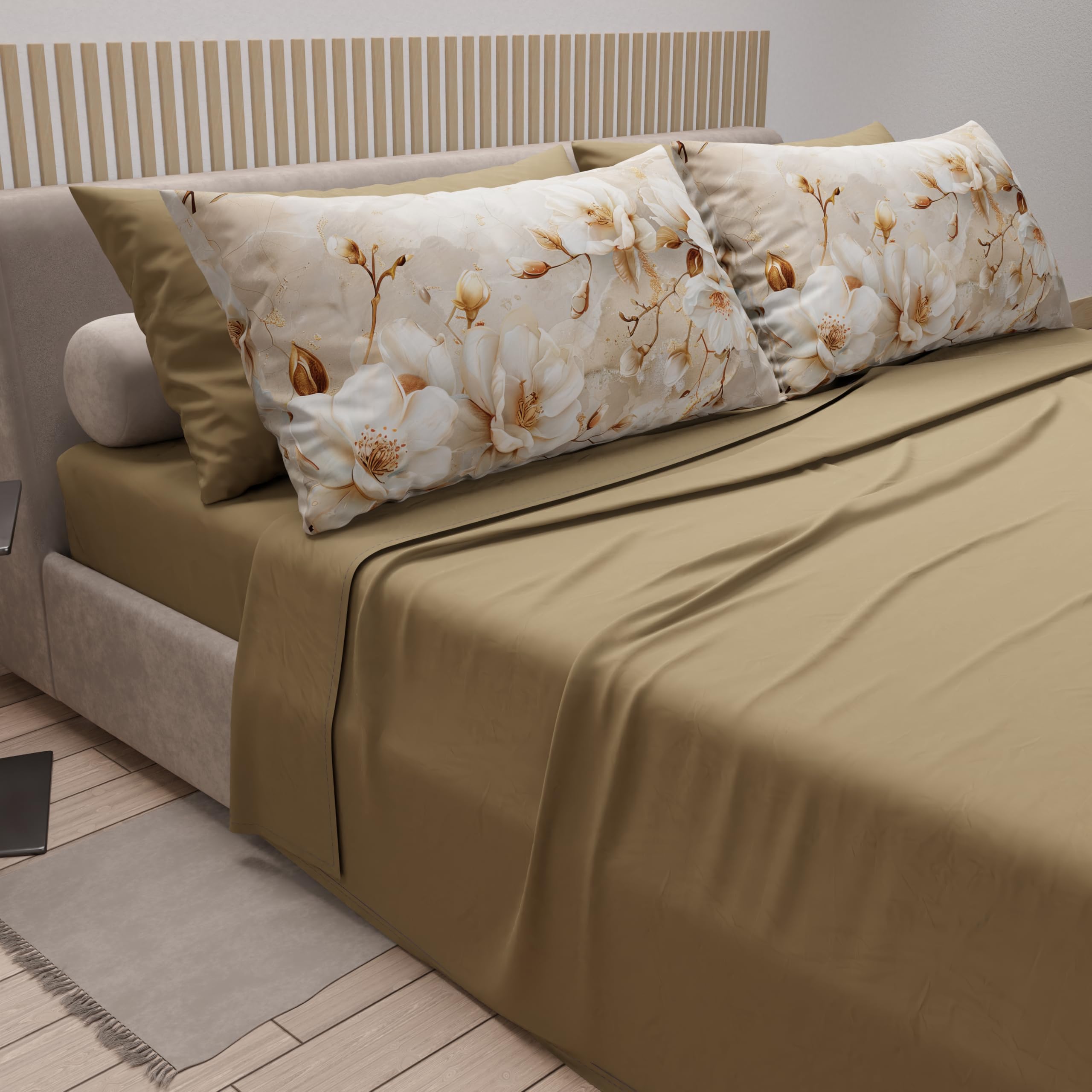 Draps en coton lit double motif floral doux pour des nuits apaisantes