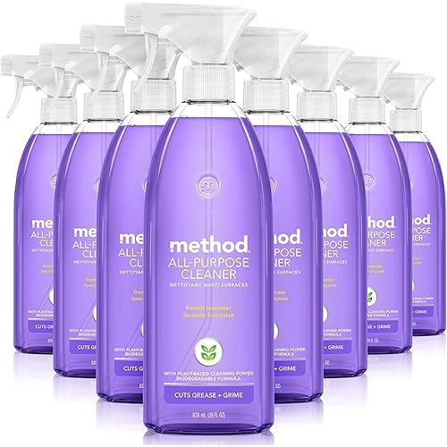Method All-Purpose Cleaner Spray, French Lavender, Plant-Based and Biodegradable Formula Perfect for Most Counters, Tiles and More, 28 Fl Oz, (Pack of 8)