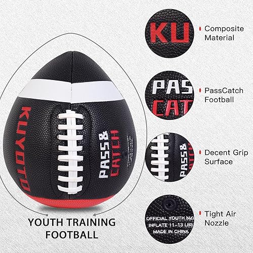 Miniatura 5 de PassCatch - Fútbol de entrenamiento, equipo de entrenamiento de fútbol de cuero compuesto, tamaño para niñosjóvenes (edades 7-13) y tamaño oficial