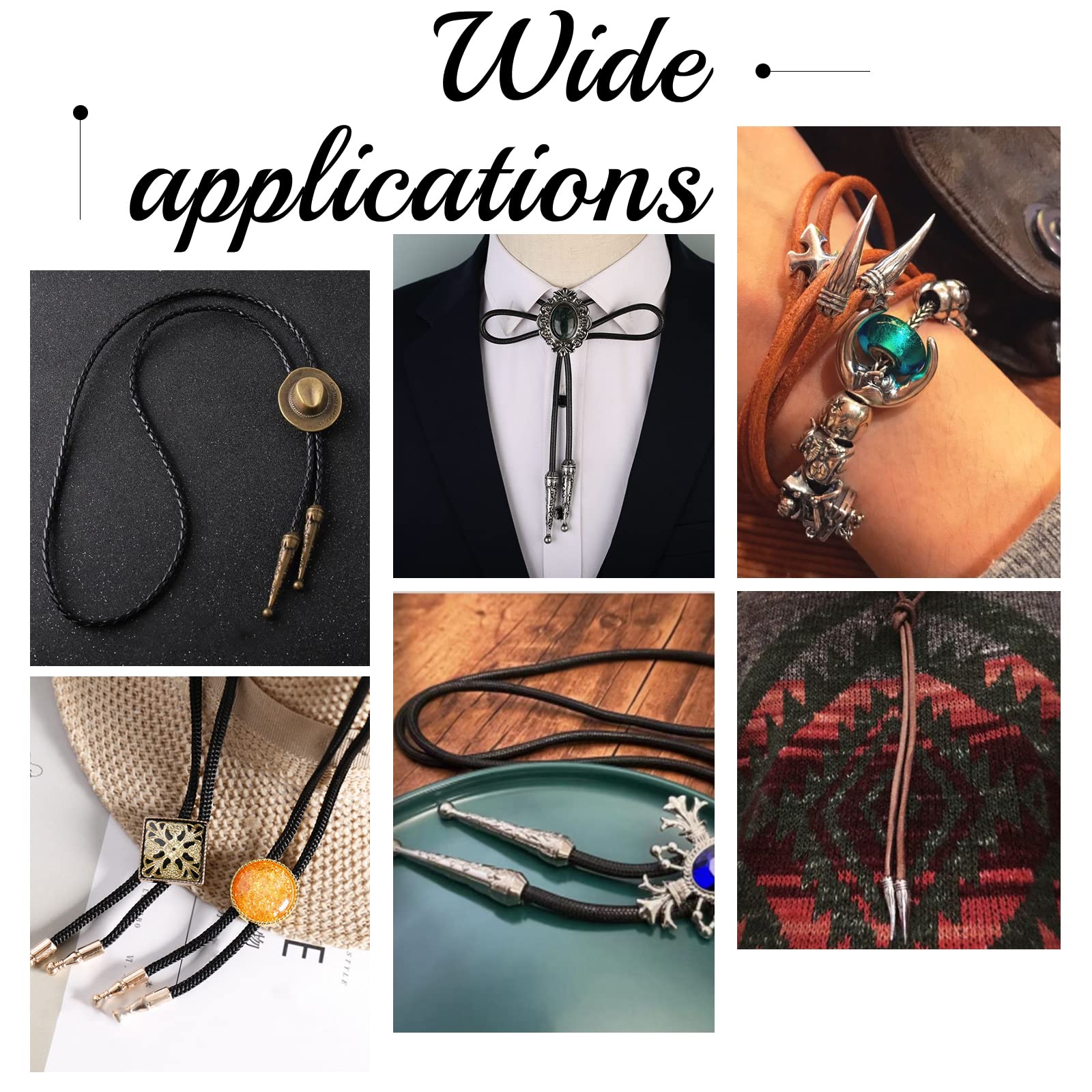 PH PandaHall 28pcs Bolo Tie Tips Replacement End Caps, 4 Style Alloy Long Bolo Cap Buckle Replacement Fahion Findings for Neckalce DIY Crafts Clothes Decor, Inner Diameter : 4mm/5.5mm