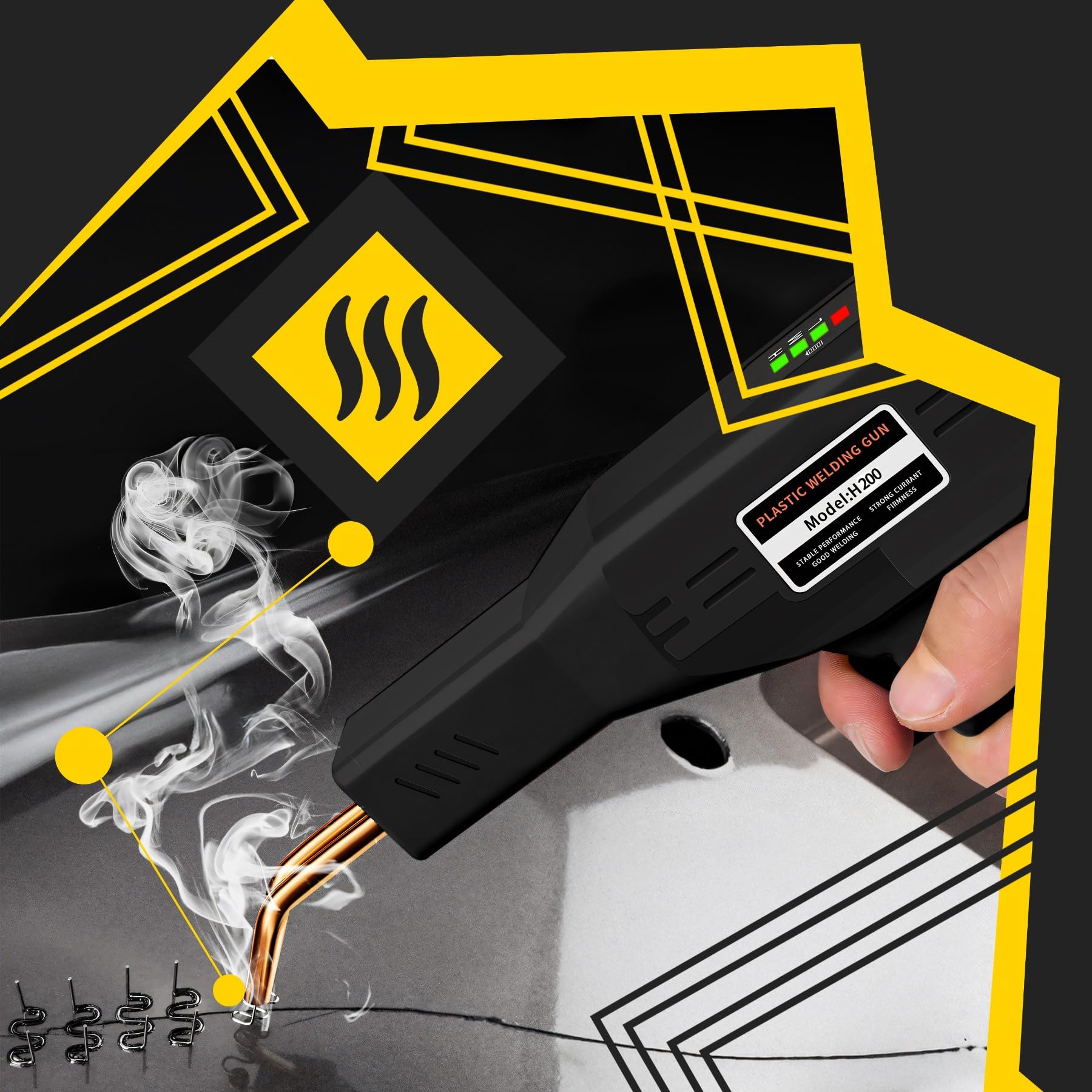Retoo Poste à souder en plastique 50 W, kit de réparation avec lumière LED, machine à souder pour fissures en plastique, pare-chocs de voiture, pièces automobiles, kayak, 800 pièces incluses