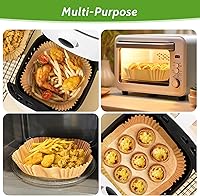 Vista 6 de 360 piezas de 16,5 cm de lado forros desechables para freidora de aire, papel de pergamino sin blanquear y resistente para freidora de aire, sin