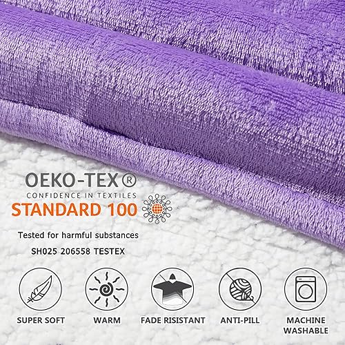 Miniatura 3 de Qeils Manta con capucha de gran tamaño, cómoda sudadera de sherpa (bolsillo grande, violeta, adulto)