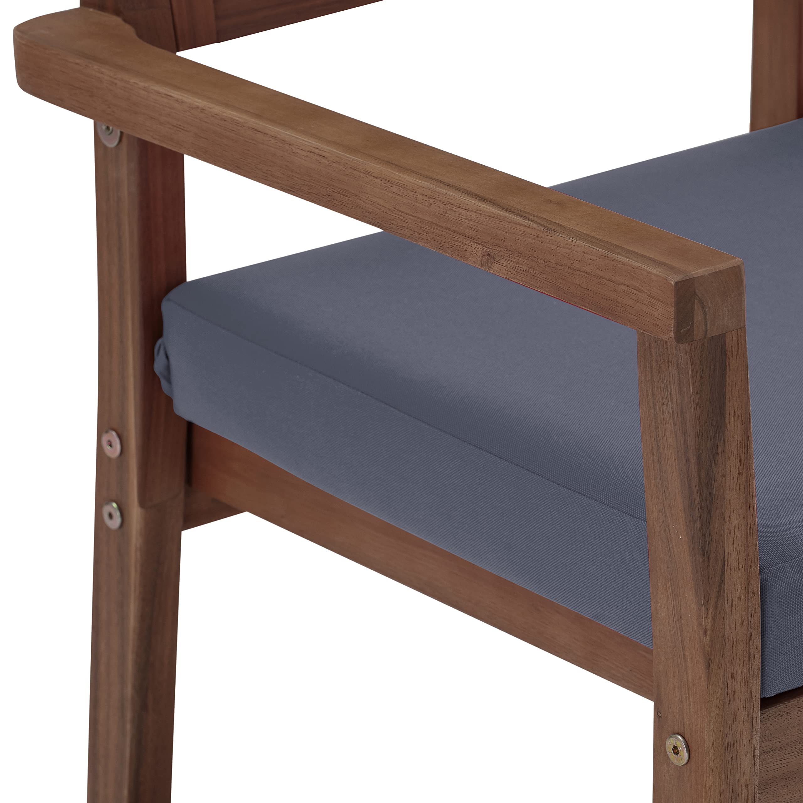 Amazon Aware Lot de 2 chaises d'extérieur rembourrées en bois d'acacia, Finition noyer, Poids maximal supporté 102 kg