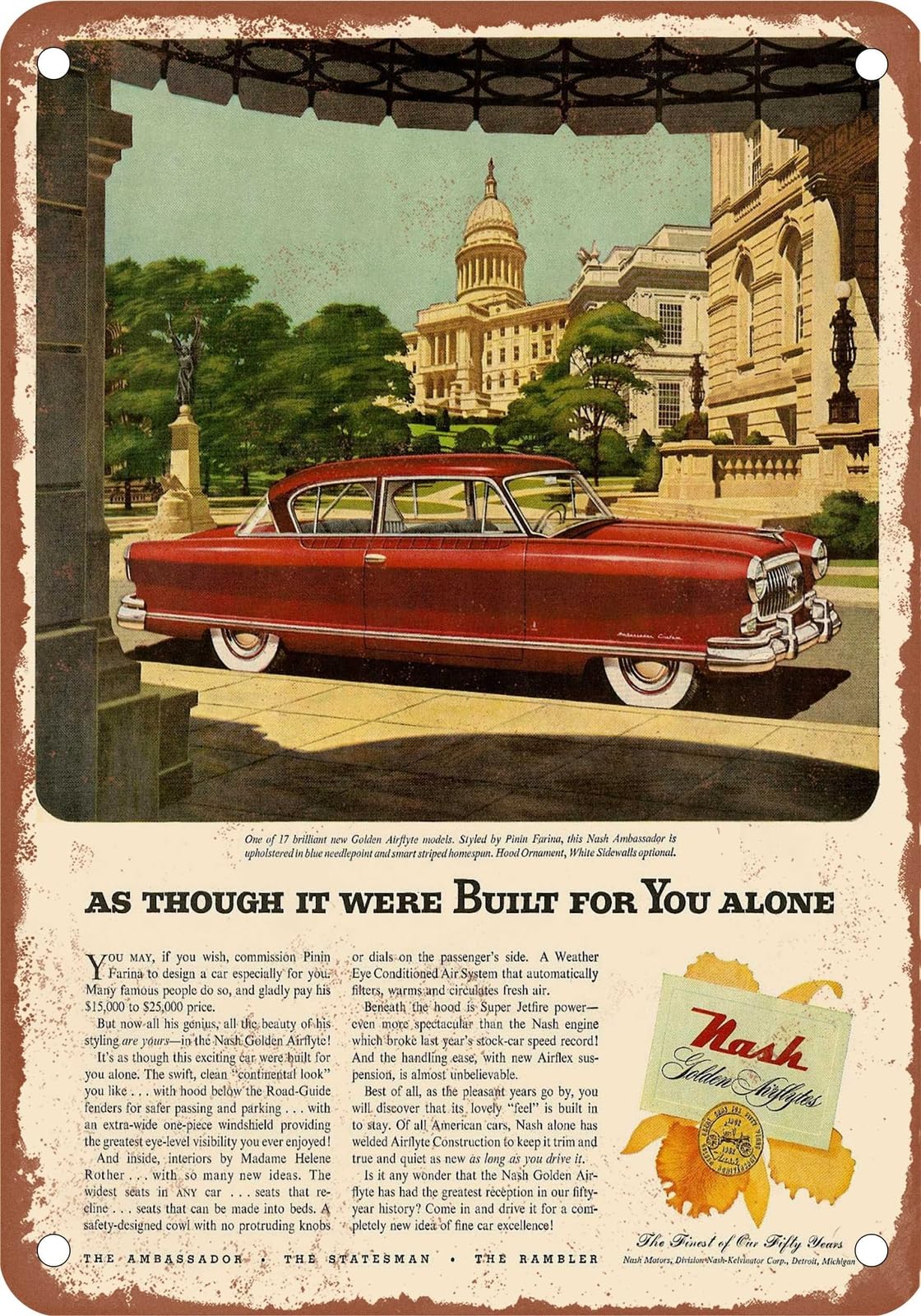 METAL SIGN - 1952 Nash Vintage Ad 05 - Old Retro Rusty Look home decor