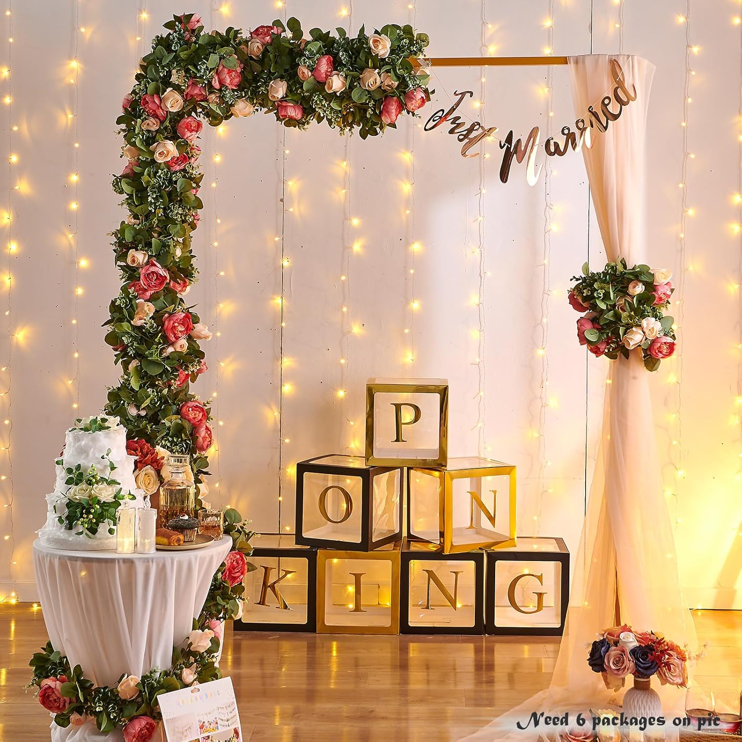 Flower Garland Artificial Rose Vine Flowers Hanging Fake Roses Vines for Wedding Birthday Party Valentines Christmas Room Wall Arch Decor, 2 Off White & 1 Dark Pink Floral Garland Decorations - Image 7