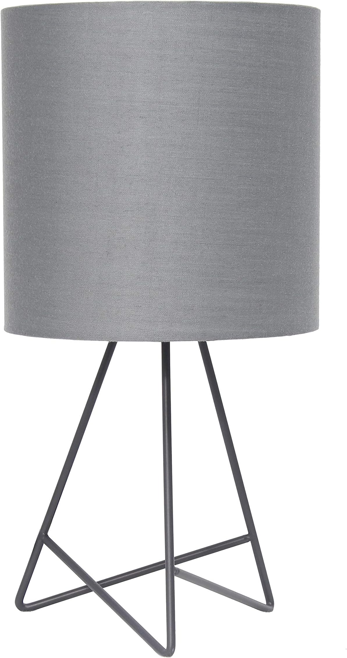 Simple Designs LT2066-GOG 14" Down to the Wire Metal Table Lamp with Fabric Shade, Gray with Gray Shade (Pack of 1)
