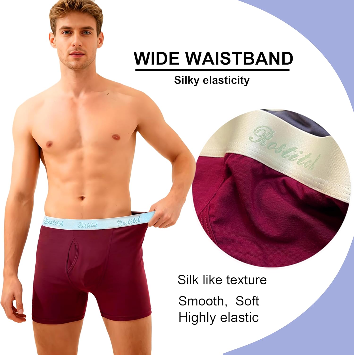 Mens underwear Upgrade bamboo boxer briefs Breathable,cool dry Soft with Fly,Super elasticity,Multipack - Image 4